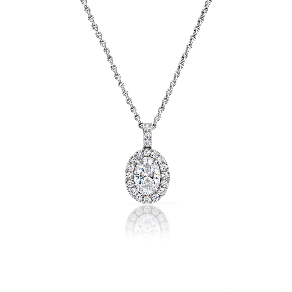 4 Ct Oval Diamond Halo Pendant by Fortune Jewellery 