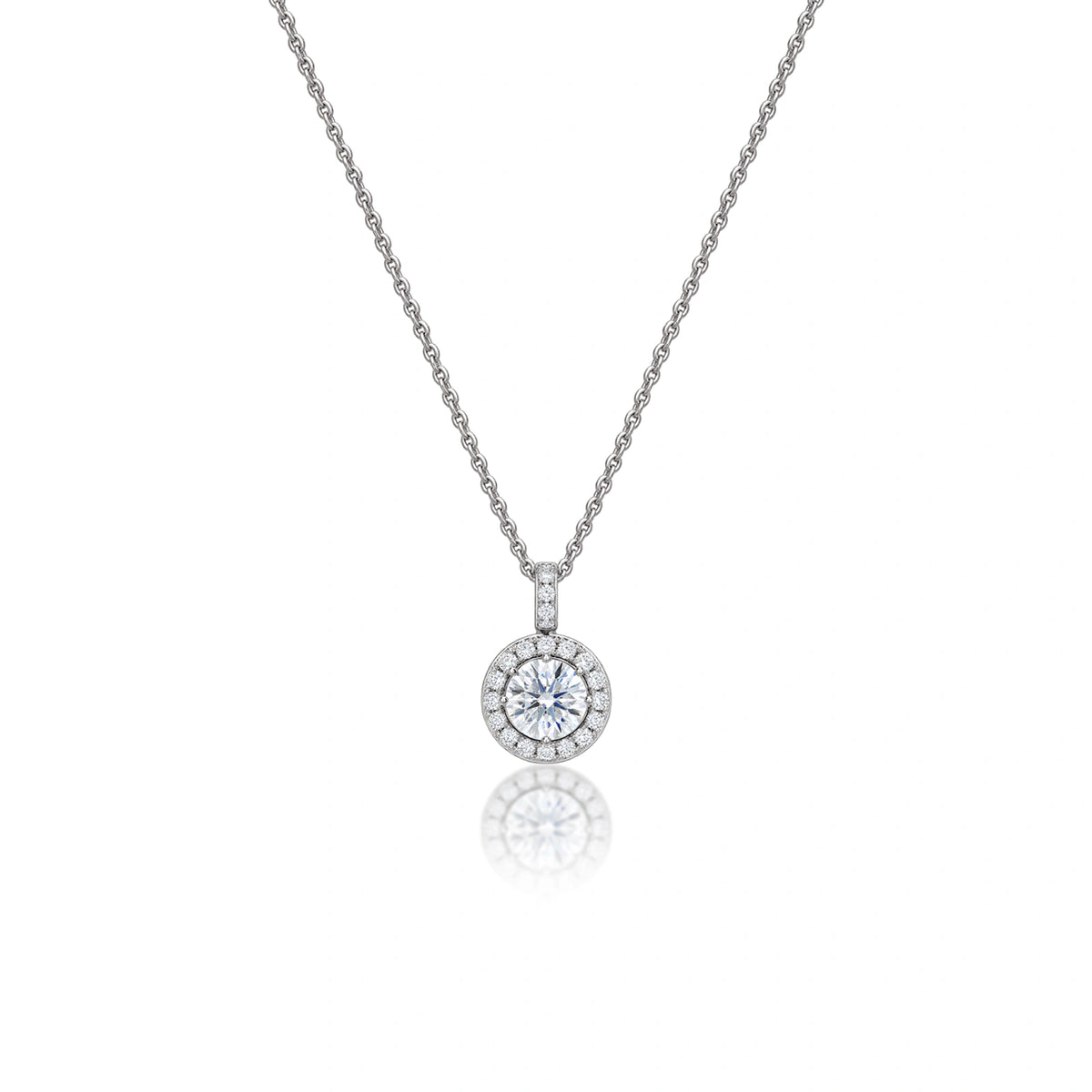 0.5 Ct Round Diamond Halo Pendant by Fortune Jewellery 