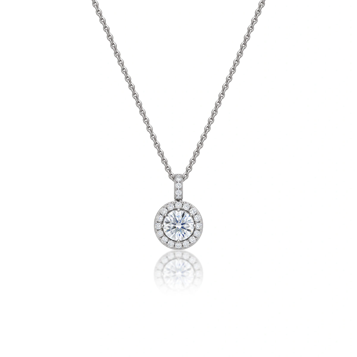 0.75 Ct Round Diamond Halo Pendant by Fortune Jewellery 