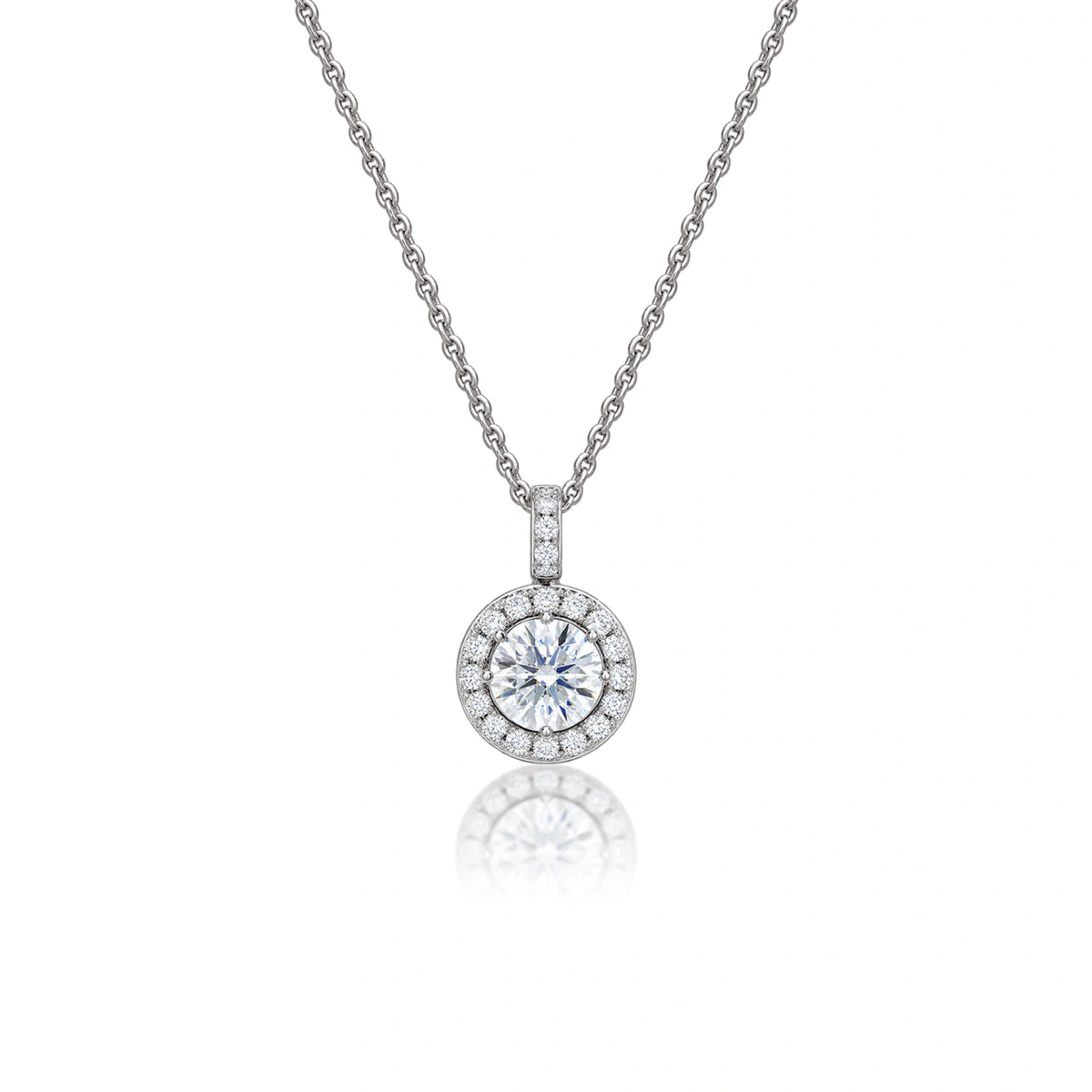 1 Ct Round Diamond Halo Pendant by Fortune Jewellery 