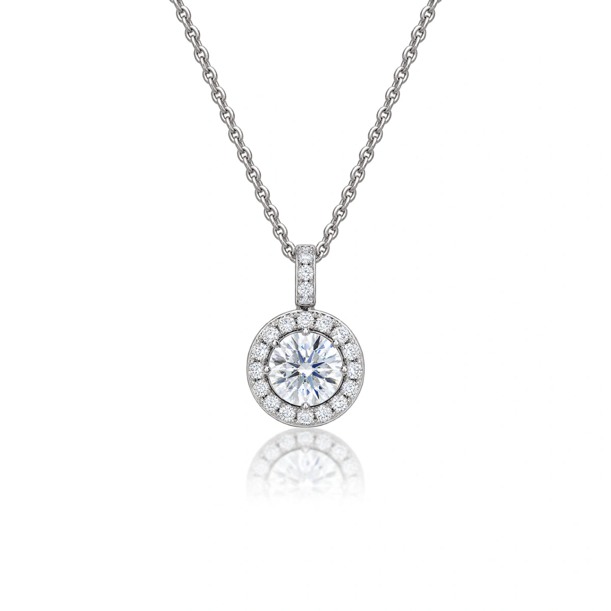 2 Ct Round Diamond Halo Pendant by Fortune Jewellery 