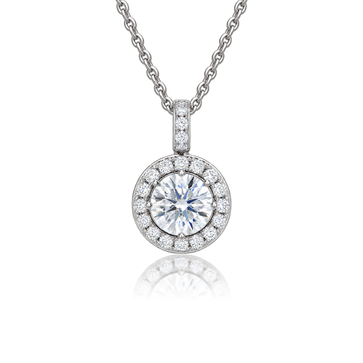 4 Ct Round Diamond Halo Pendant by Fortune Jewellery 