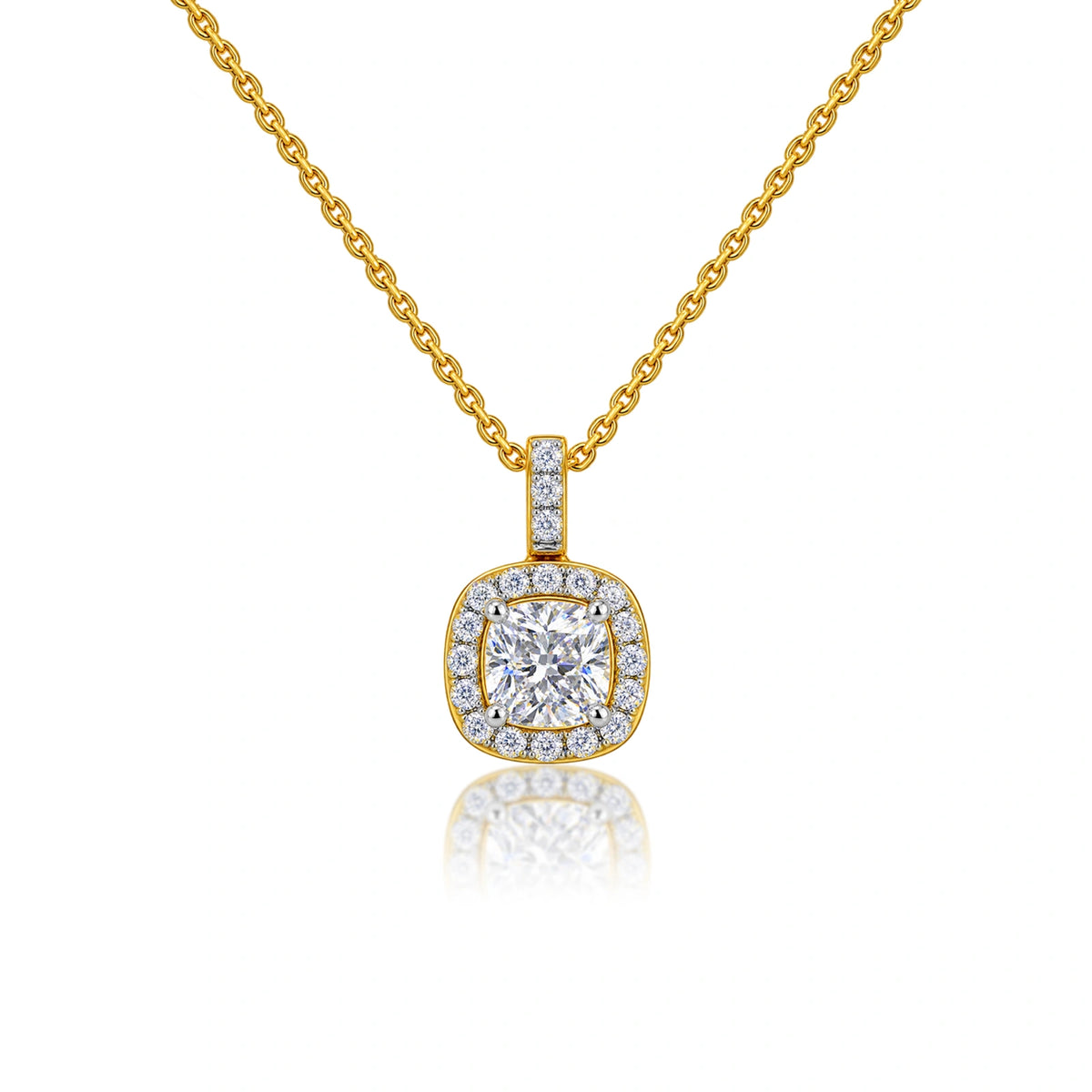 2-ct-cushion-cut-diamond-halo-pendant by Fortune Jewellery 