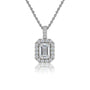5 Carat Emerald-Cut Diamond Halo Pendant by Fortune Jewellery