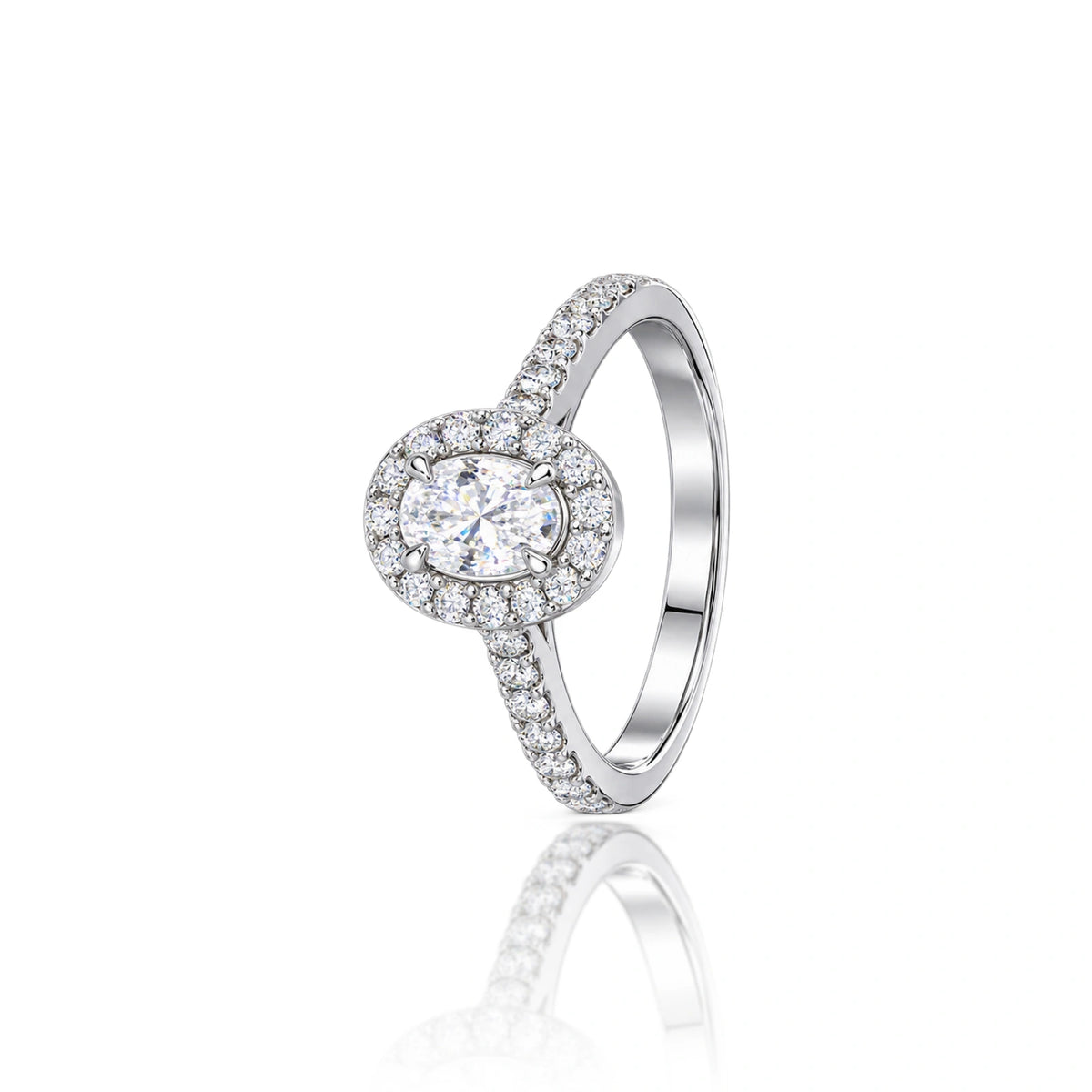4 Ct Oval Cut Diamond Halo Pave Ring for women