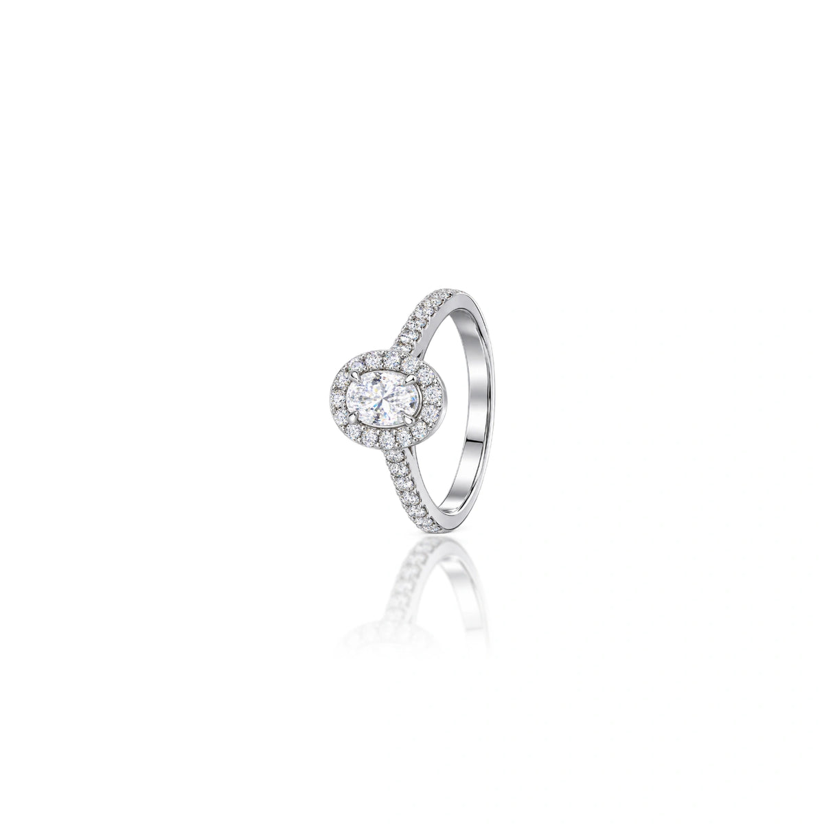 0.5 Ct Oval Cut Diamond Halo Pave Ring for women