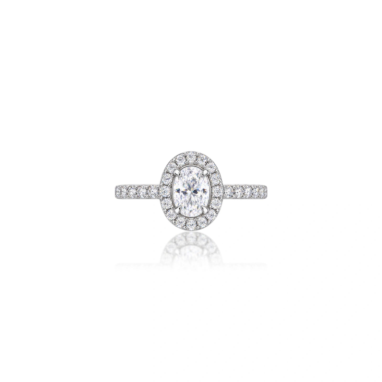 Unique 1 Ct Oval Cut Diamond Halo Pave Ring