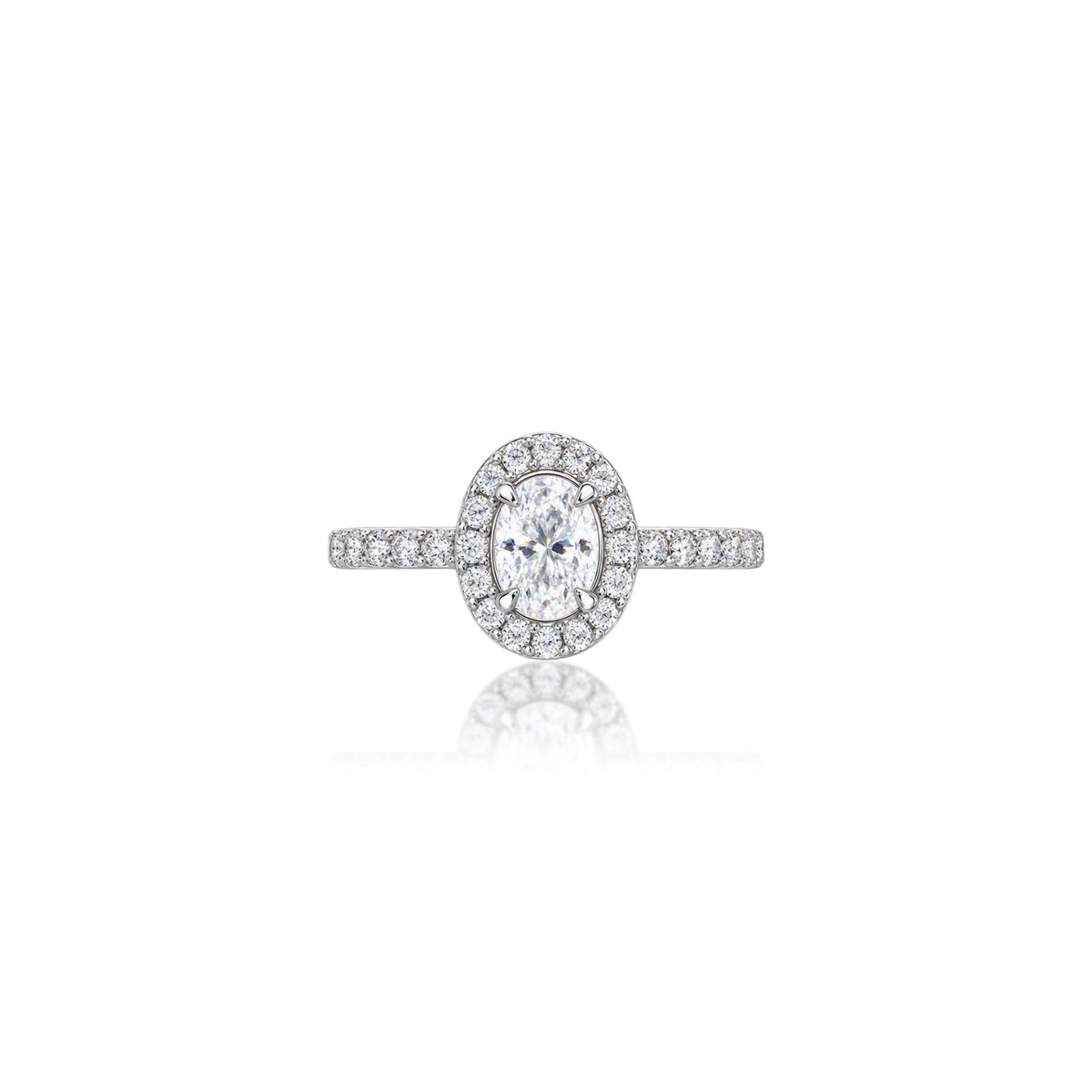 Unique 1 Ct Oval Cut Diamond Halo Pave Ring