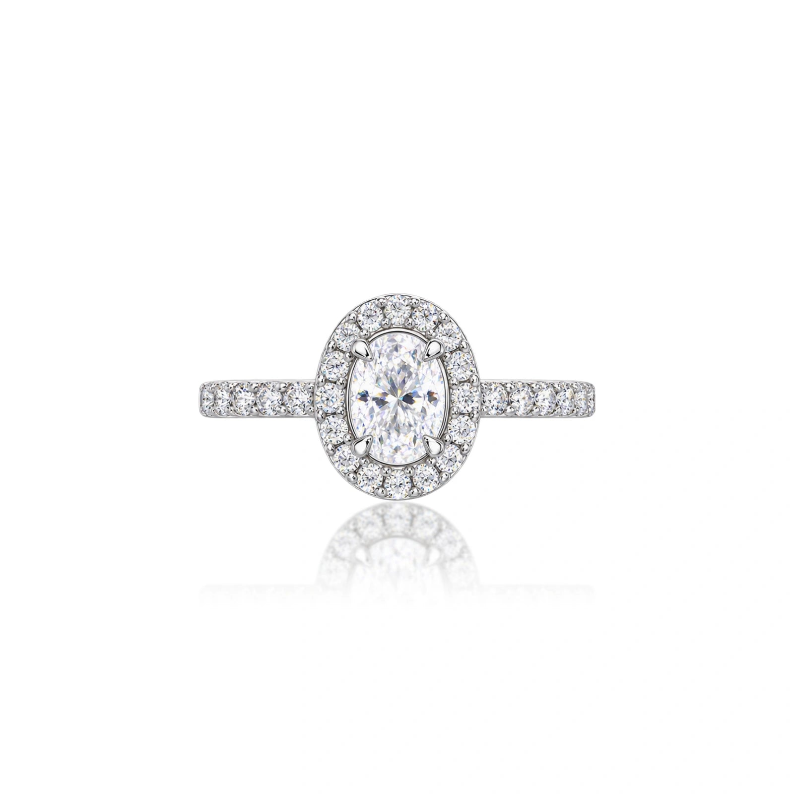 4 Ct Oval Cut Diamond Halo Pave Ring by Fortune Jewellery