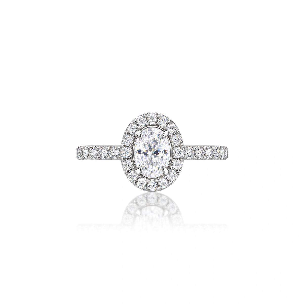 4 Ct Oval Cut Diamond Halo Pave Ring by Fortune Jewellery