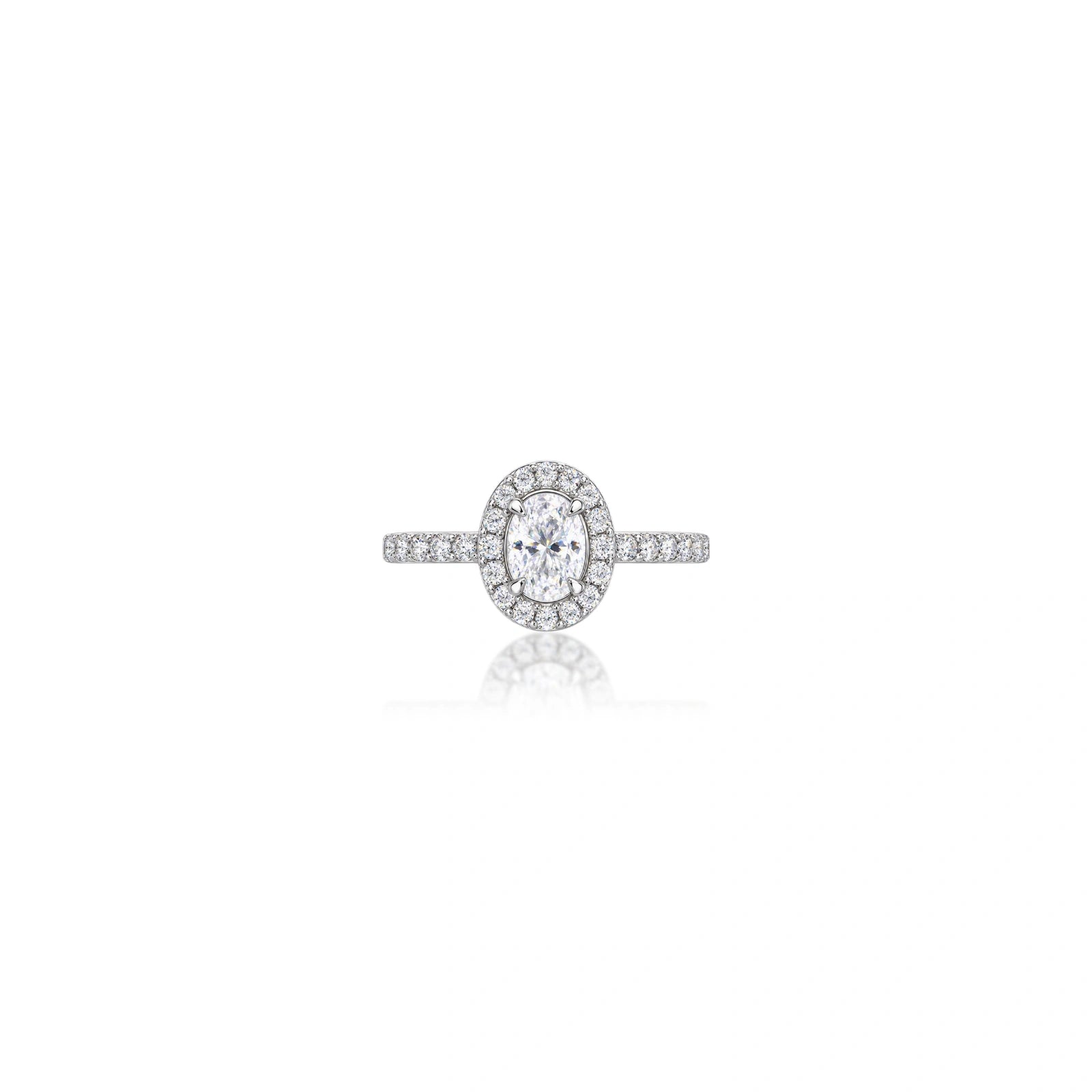 0.5 Ct Oval Cut Diamond Halo Pave Ring by Fortune Jewellery