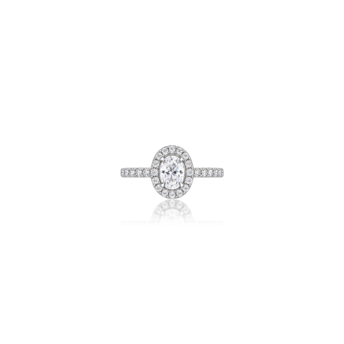 0.5 Ct Oval Cut Diamond Halo Pave Ring by Fortune Jewellery