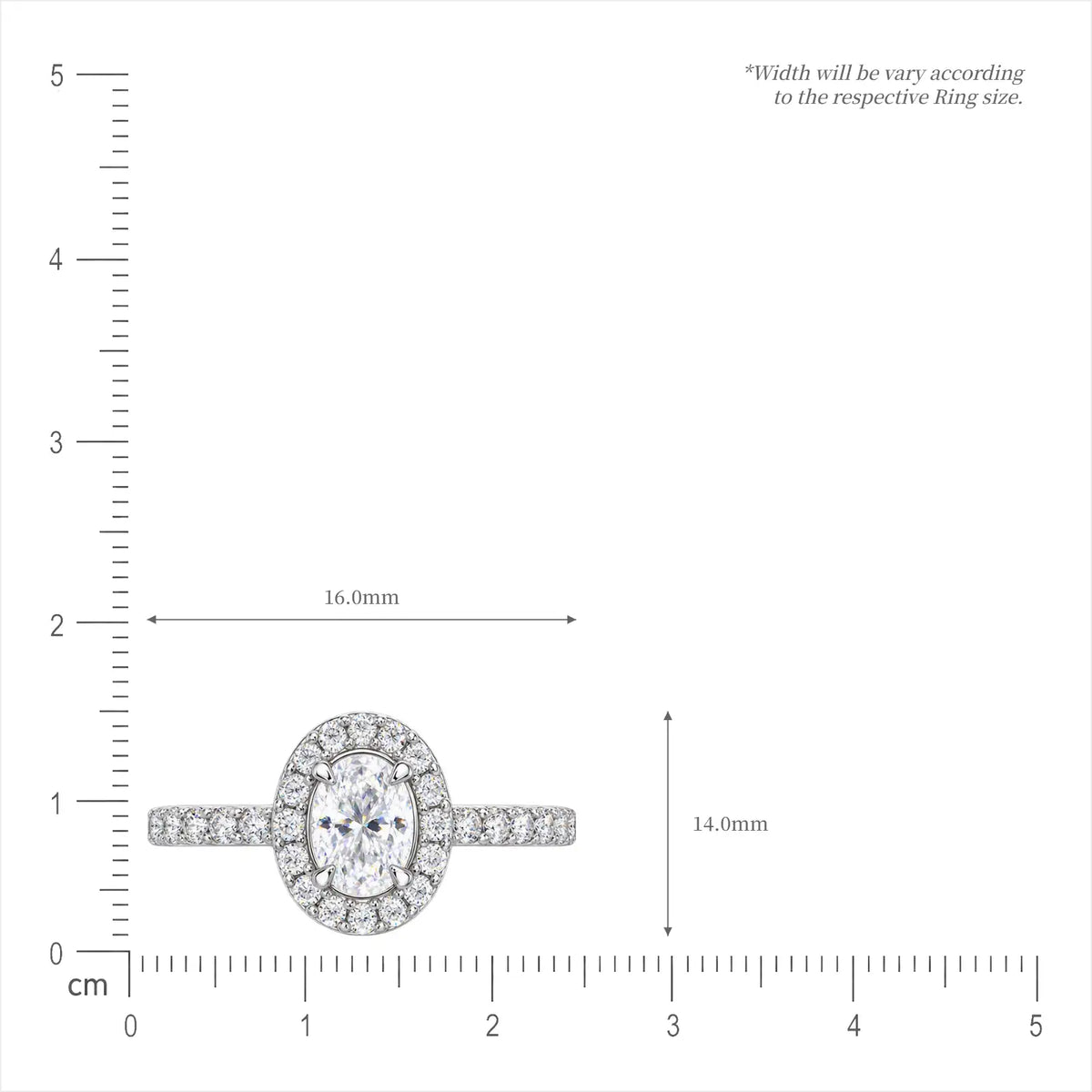 1 Ct Oval Cut Diamond Halo Pave Ring by Fortune Jewellery