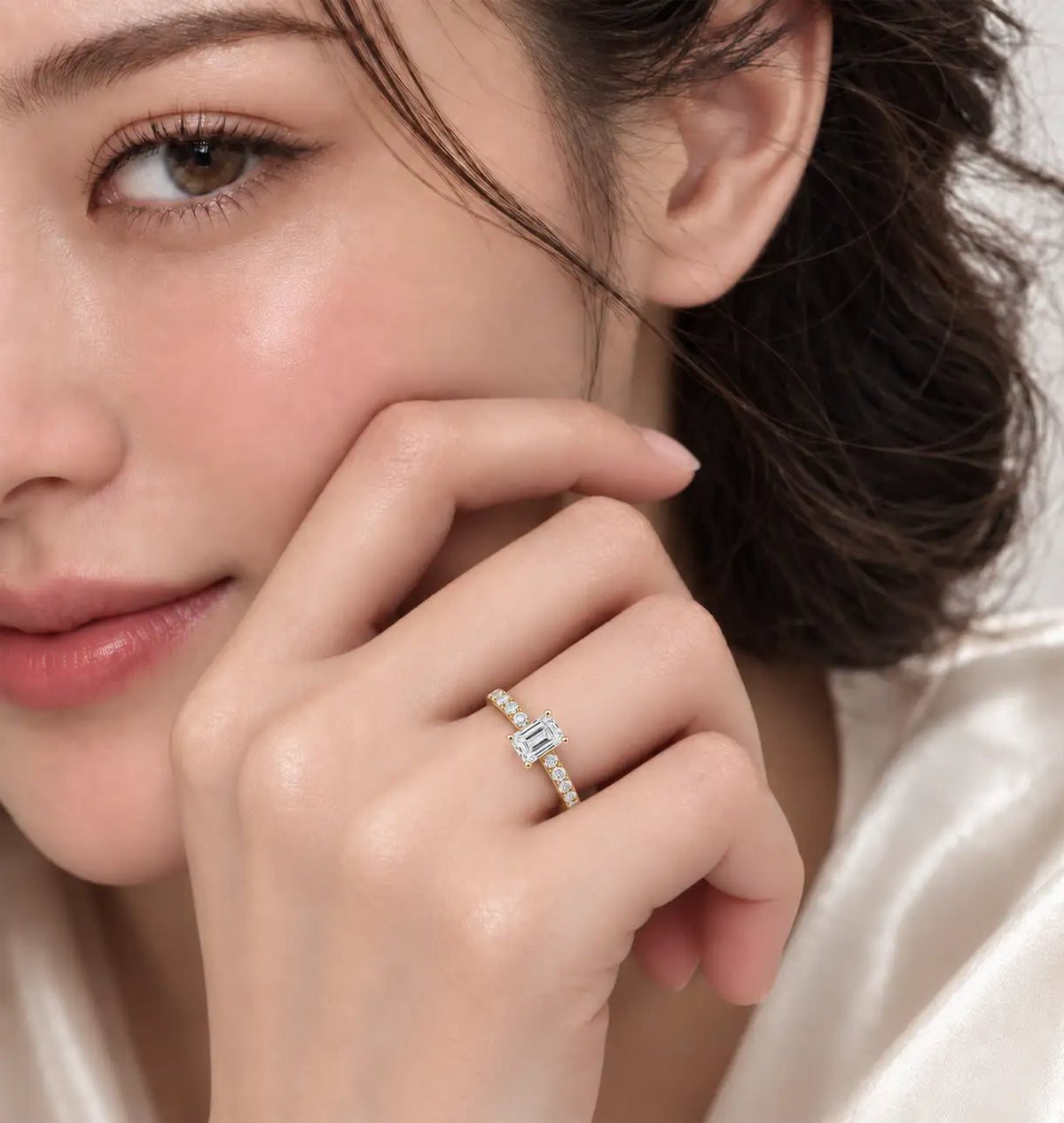 2 Ct Emerald Cut Diamond Pave Ring
