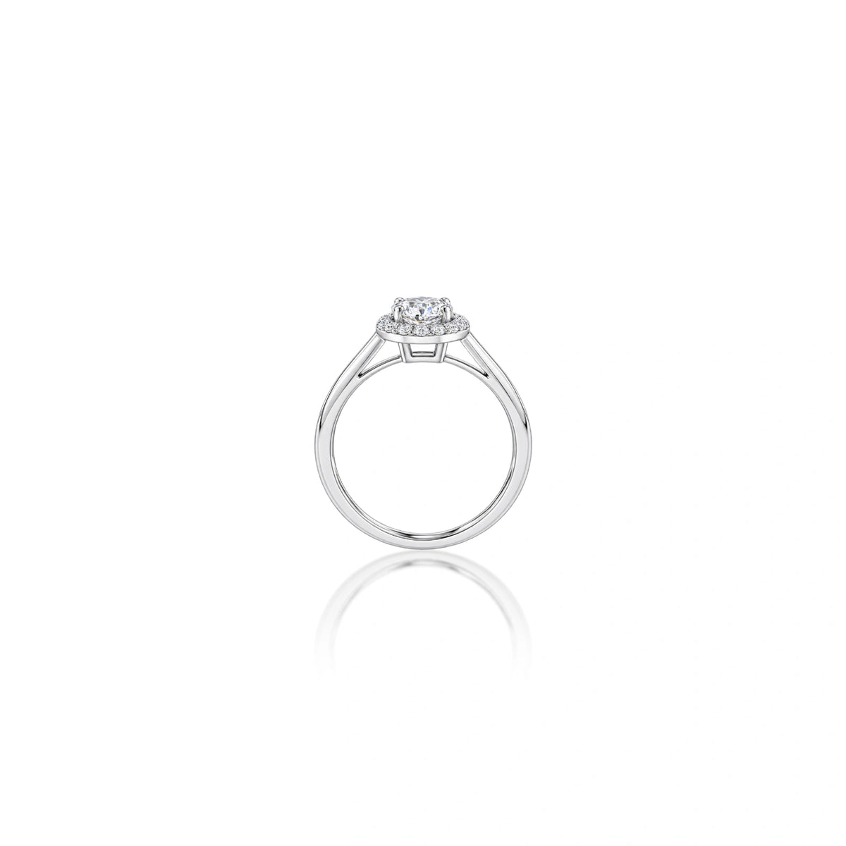 Side view of 0.5 Ct Round Lab Diamond Halo Ring by Fortune Jewellery