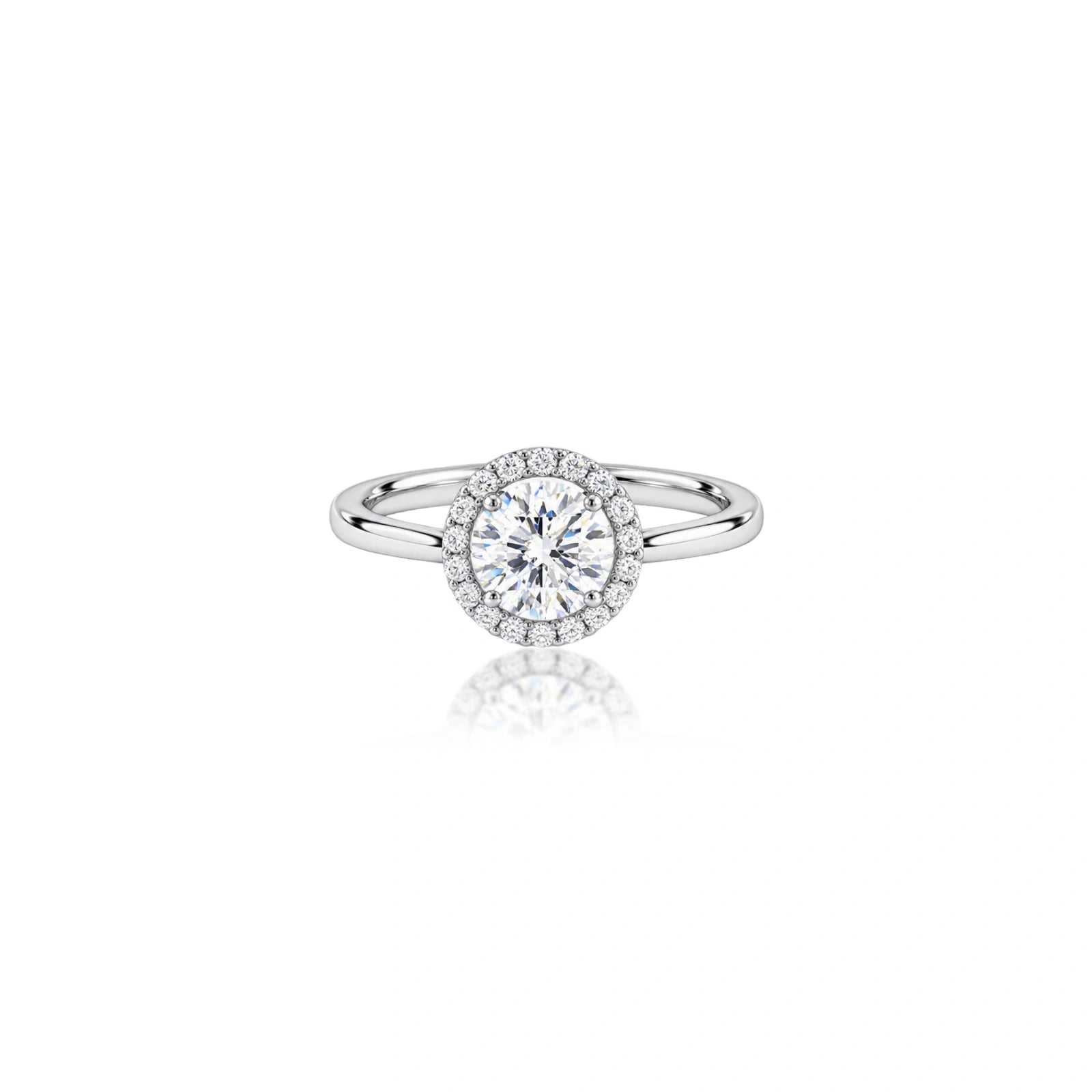 1 Ct Round Cut Lab Grown Diamond Halo Ring by Fortune Jewellery