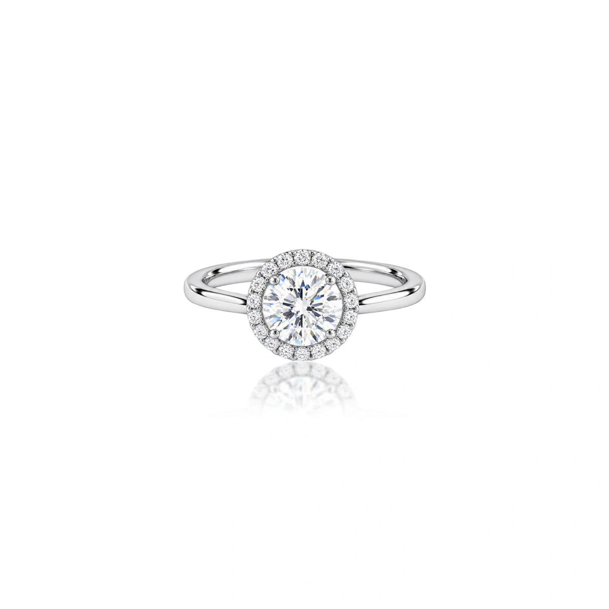 1 Ct Round Cut Lab Grown Diamond Halo Ring by Fortune Jewellery