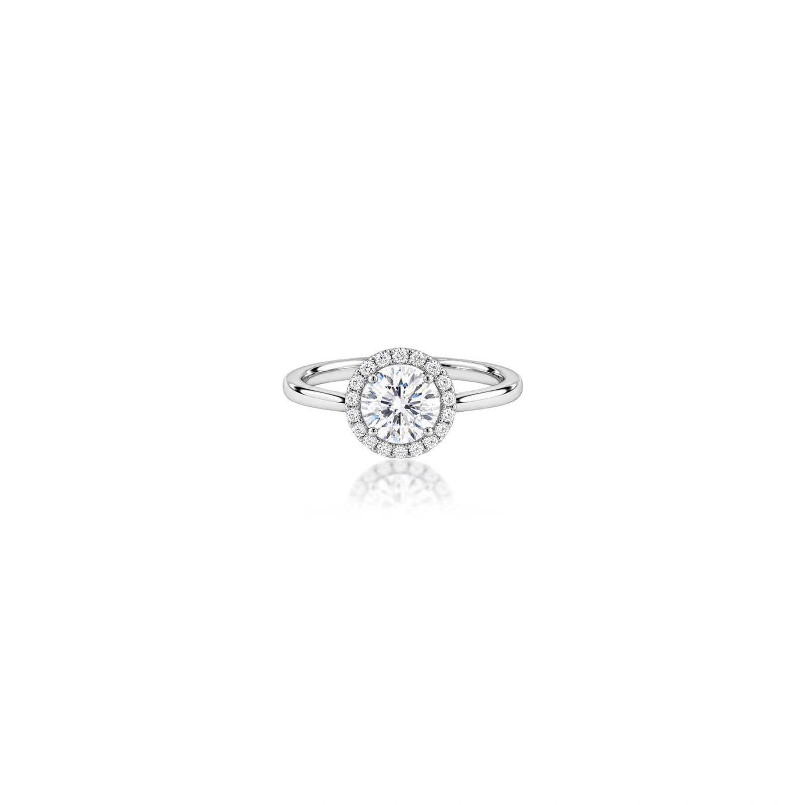 0.5 Ct Round Lab Grown Diamond Halo Ring by Fortune Jewellery