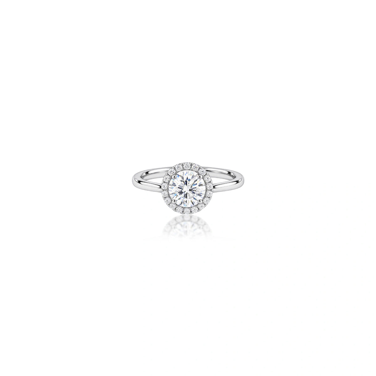 0.5 Ct Round Lab Grown Diamond Halo Ring by Fortune Jewellery