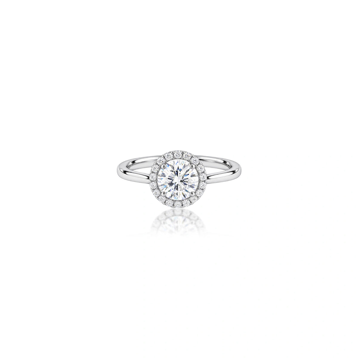 0.75 Ct Round Cut Lab Diamond Halo Ring by Fortune Jewellery