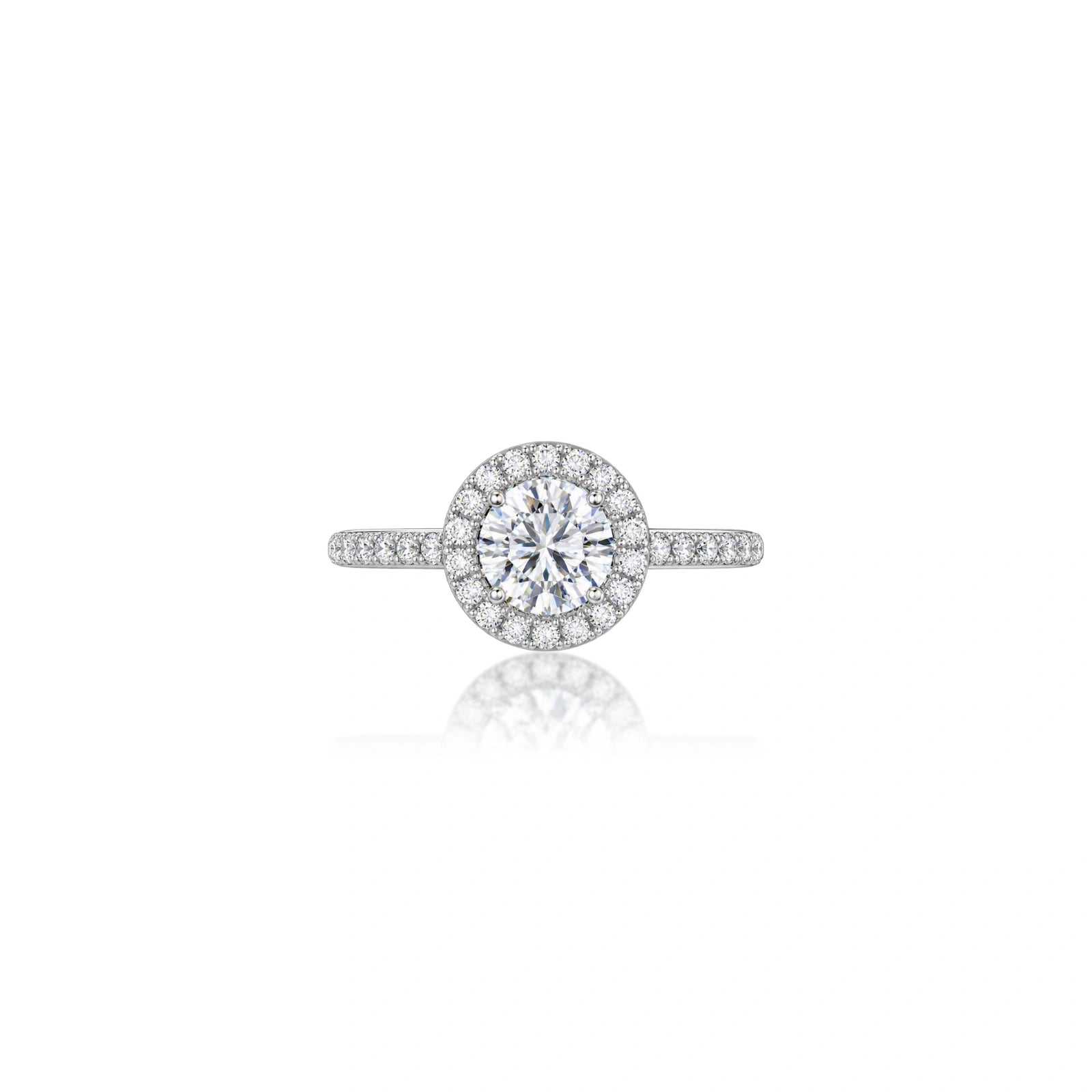 1 Ct Round Lab Grown Diamond Halo Pave Ring by Fortune