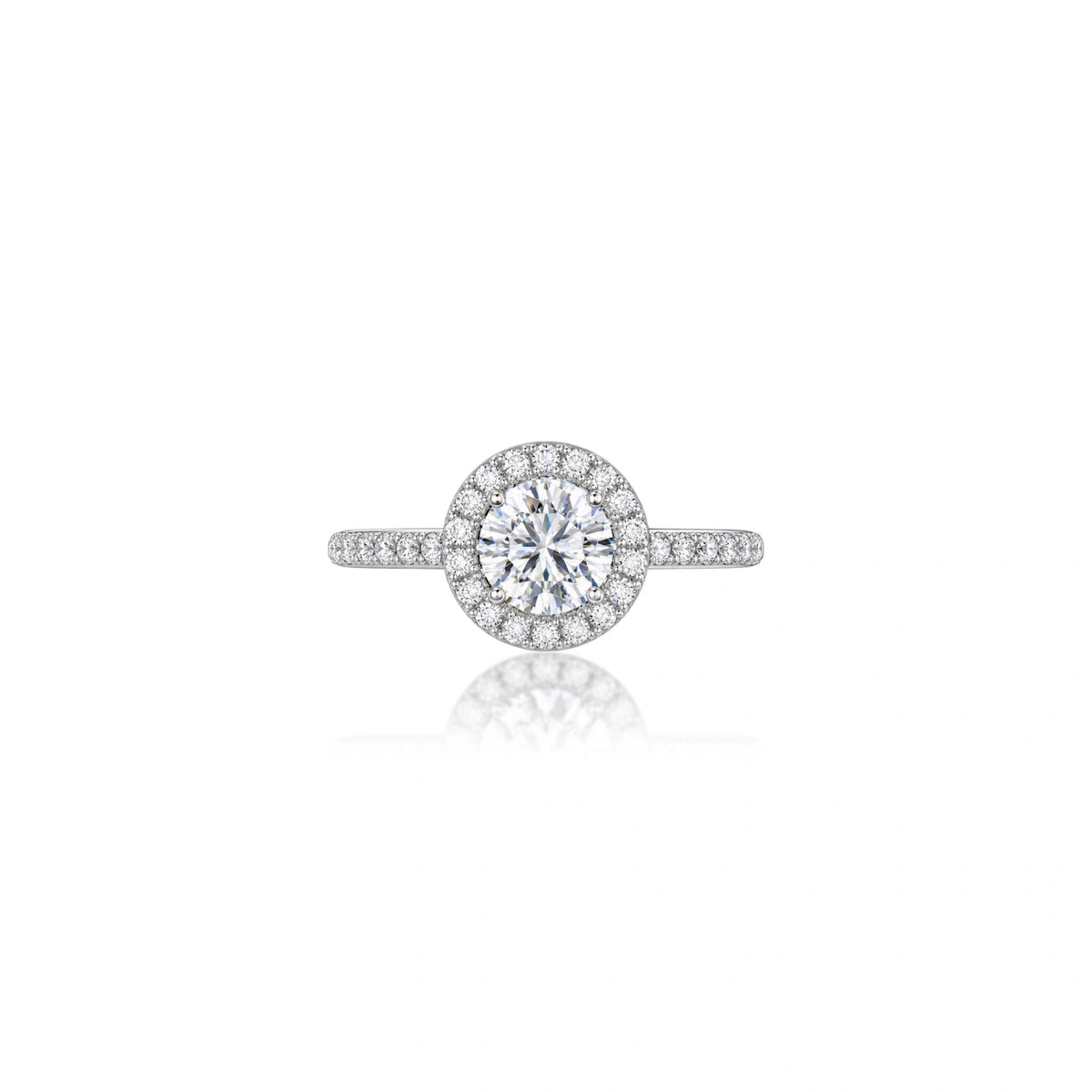 1 Ct Round Lab Grown Diamond Halo Pave Ring by Fortune