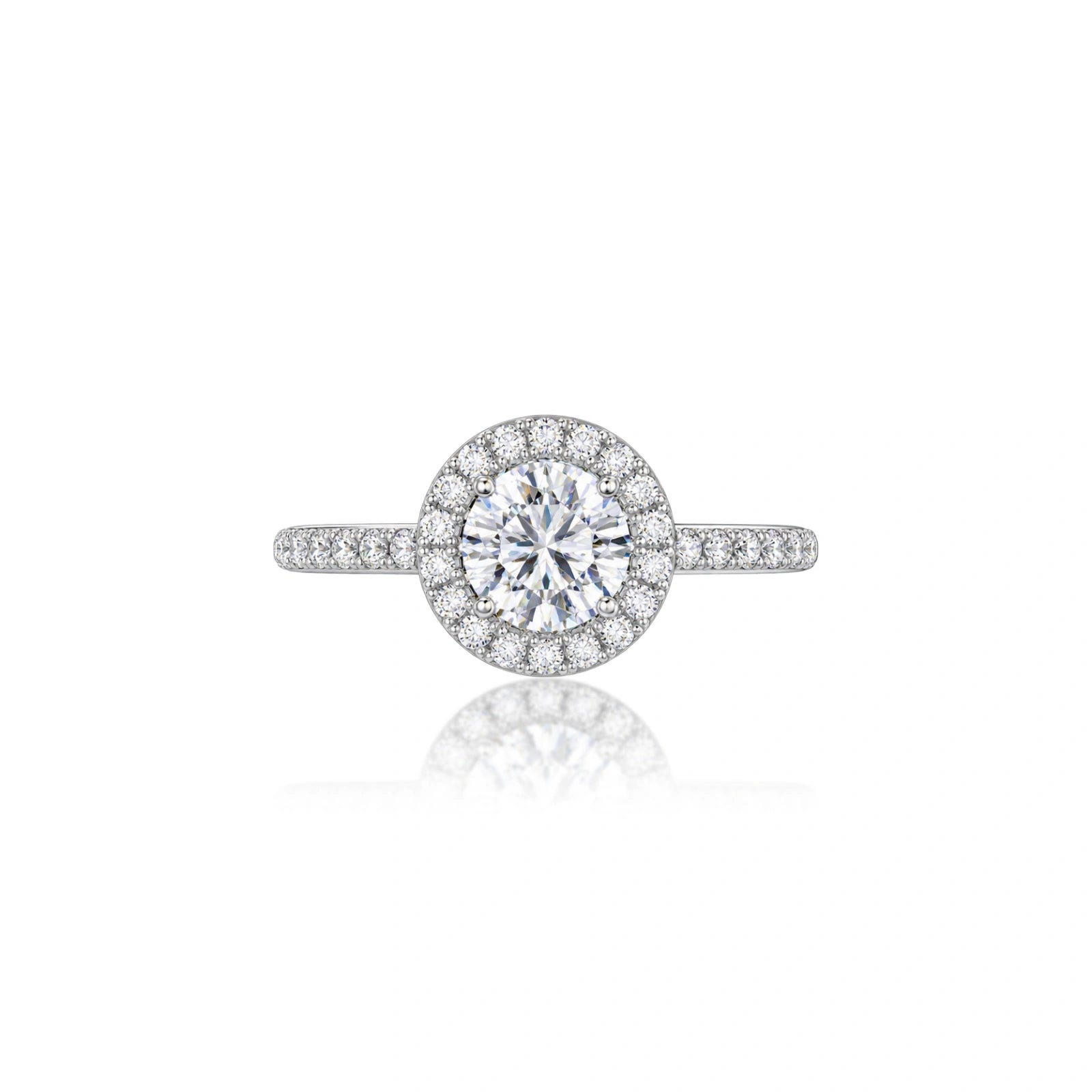 3 Ct Round Lab Diamond Halo Pave Ring by Fortune Jewellery