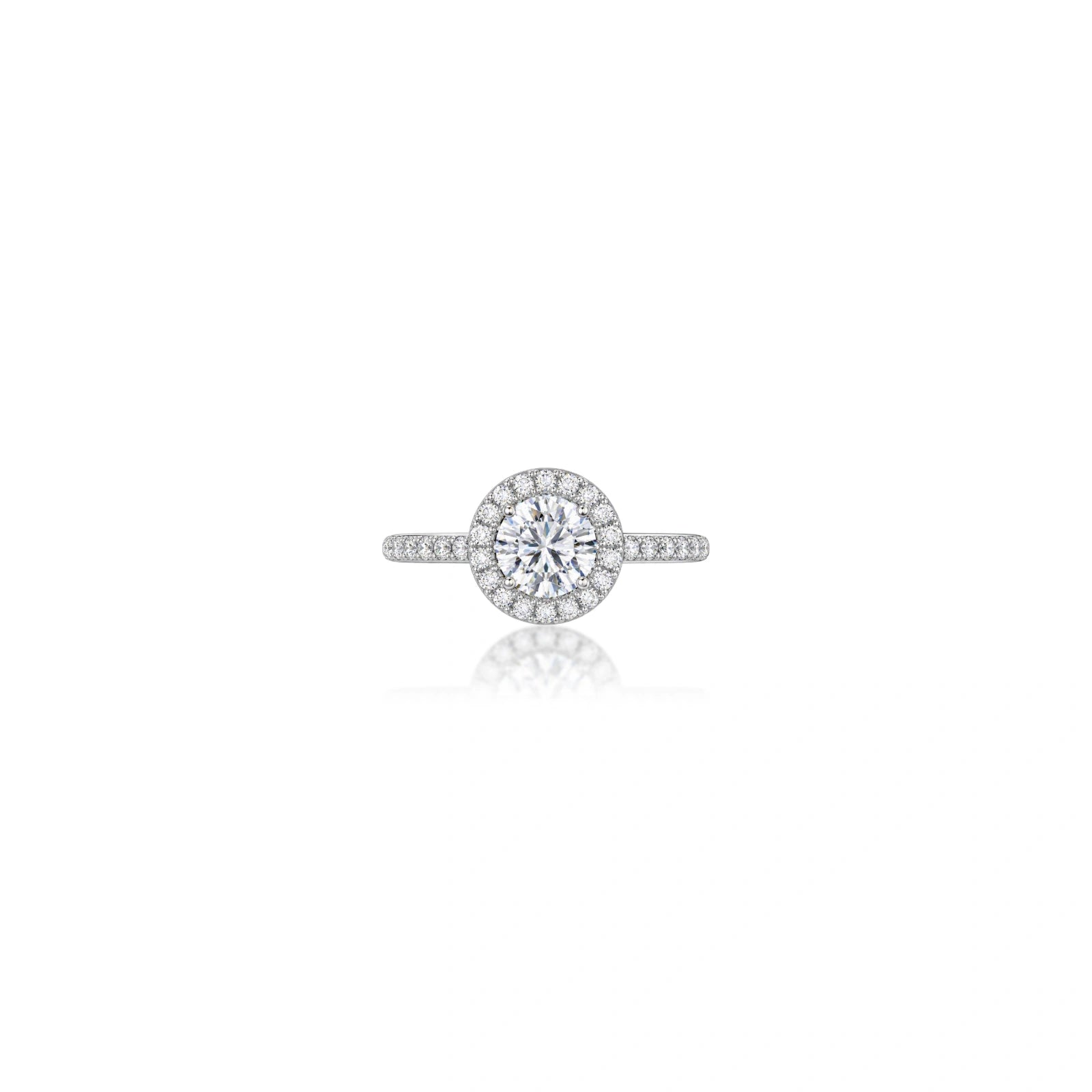 0.5 Ct Round Cut Lab Diamond Halo Pave Ring by Fortune Jewellery