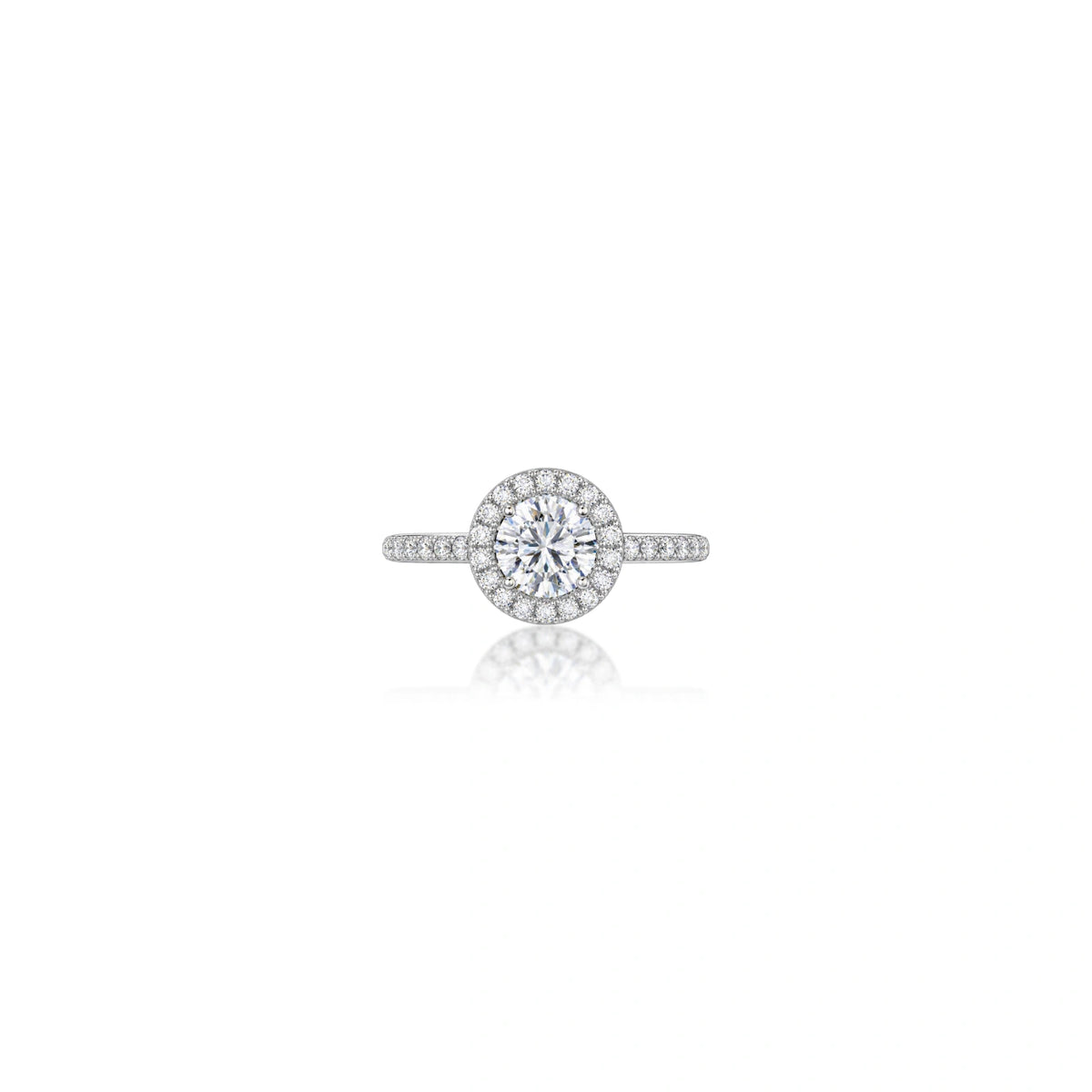 0.5 Ct Round Cut Lab Diamond Halo Pave Ring by Fortune Jewellery