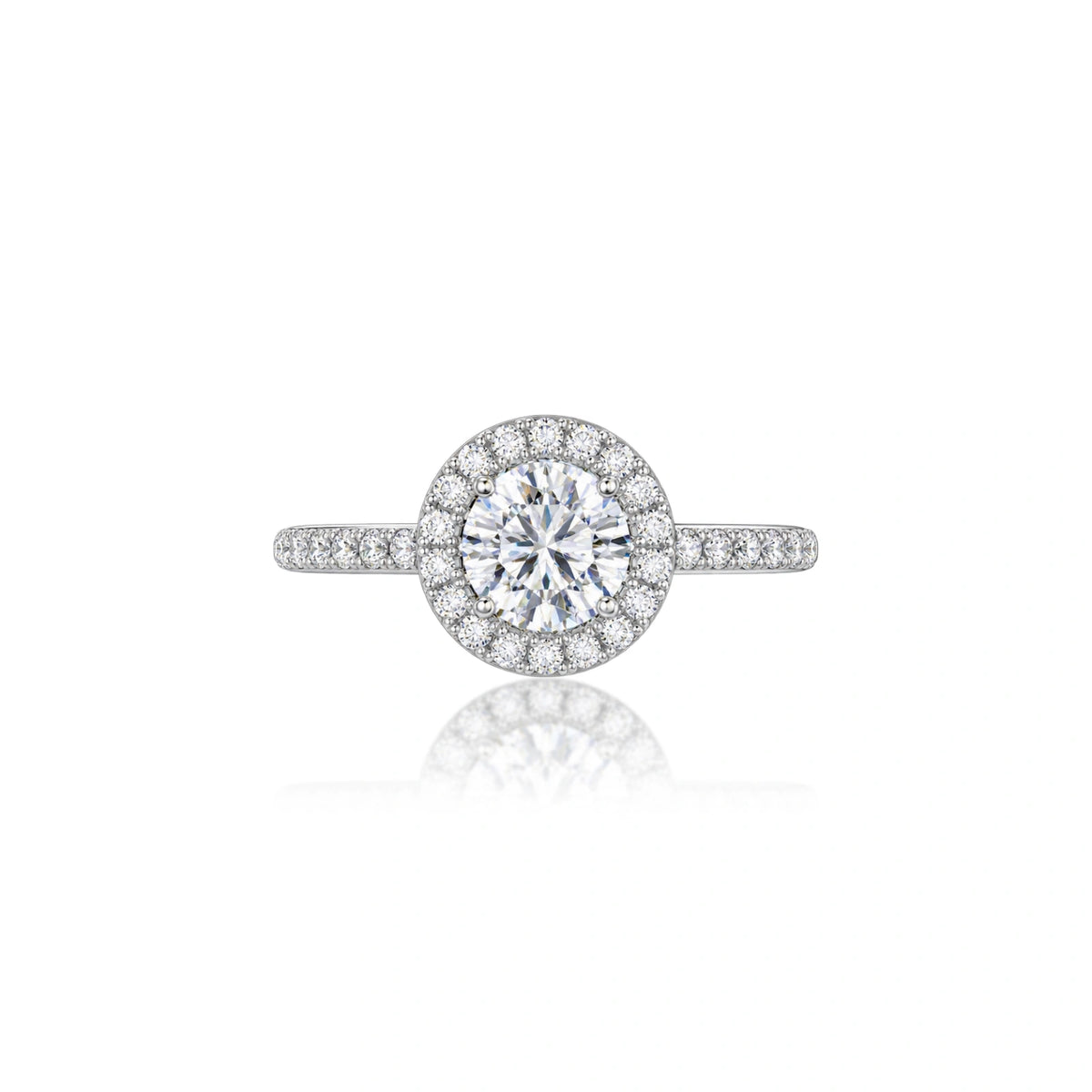 5ct Round Lab Grown Diamond Halo Pave Ring by Fortune Jewellery