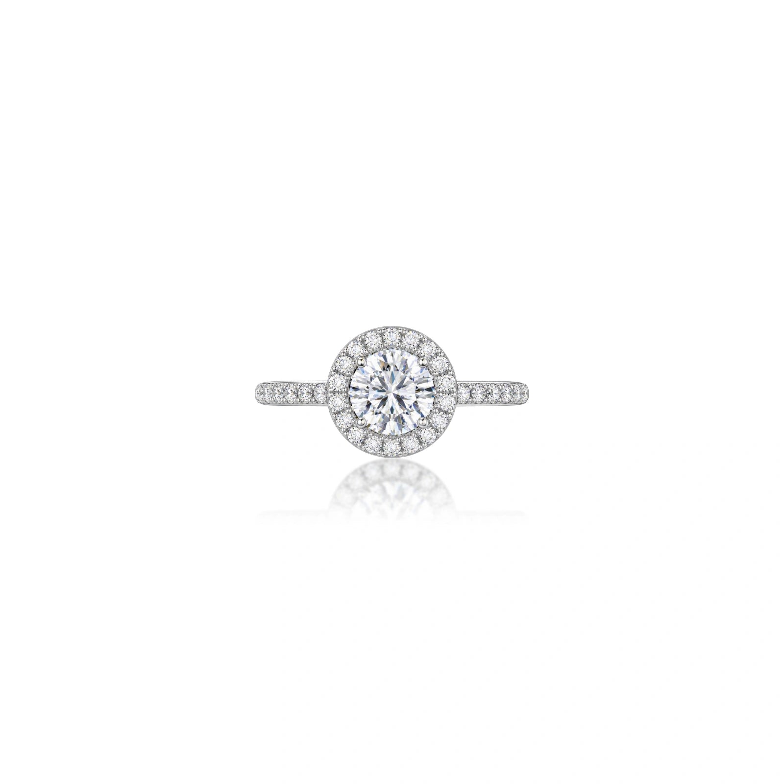 0.75 Ct Round Cut Lab Diamond Halo Pave Ring by Fortune Jewellery