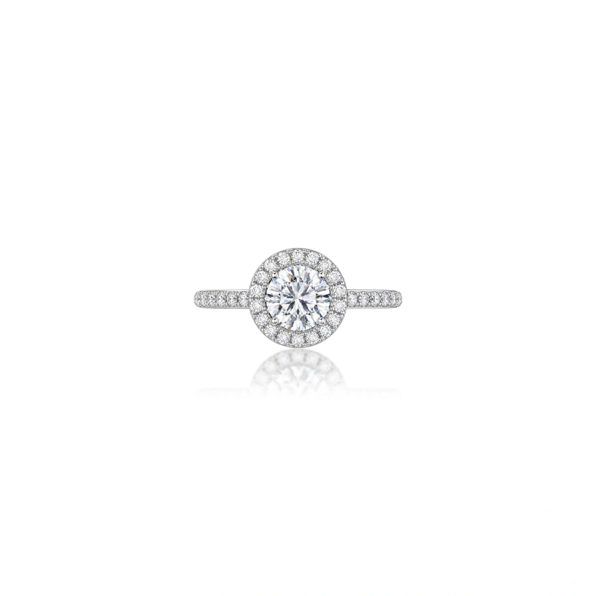 0.75 Ct Round Cut Lab Diamond Halo Pave Ring by Fortune Jewellery