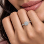 Woman wearing 2 Ct Cushion Cut Lab Grown Diamond Halo Pave Ring by Fortune Jewellery