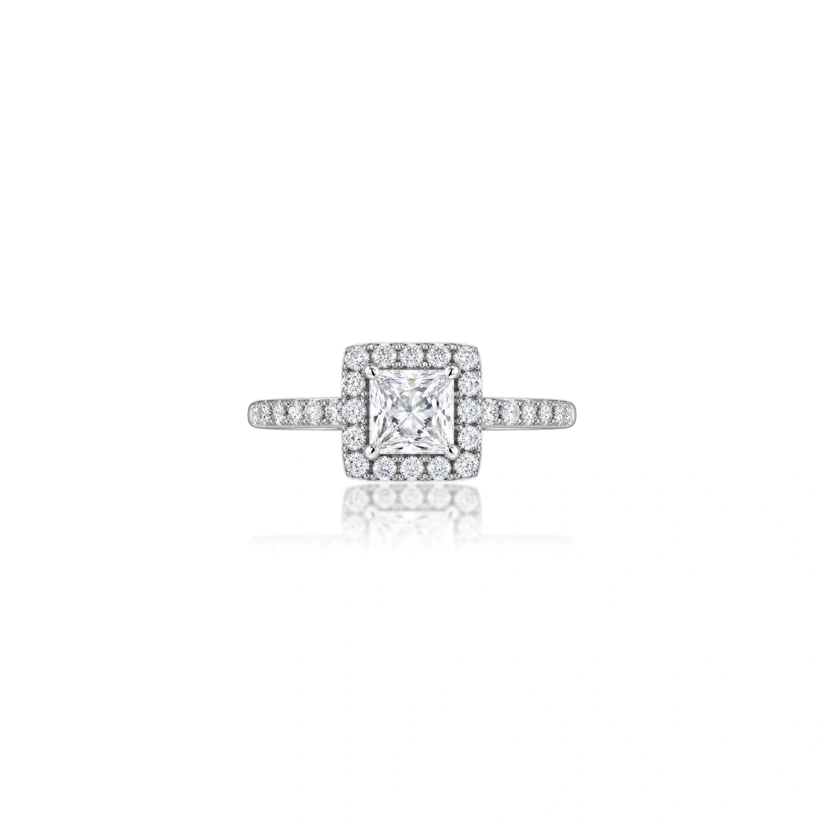 1 Ct Princess Cut Diamond Halo Pave Ring by Fortune Jewellery 