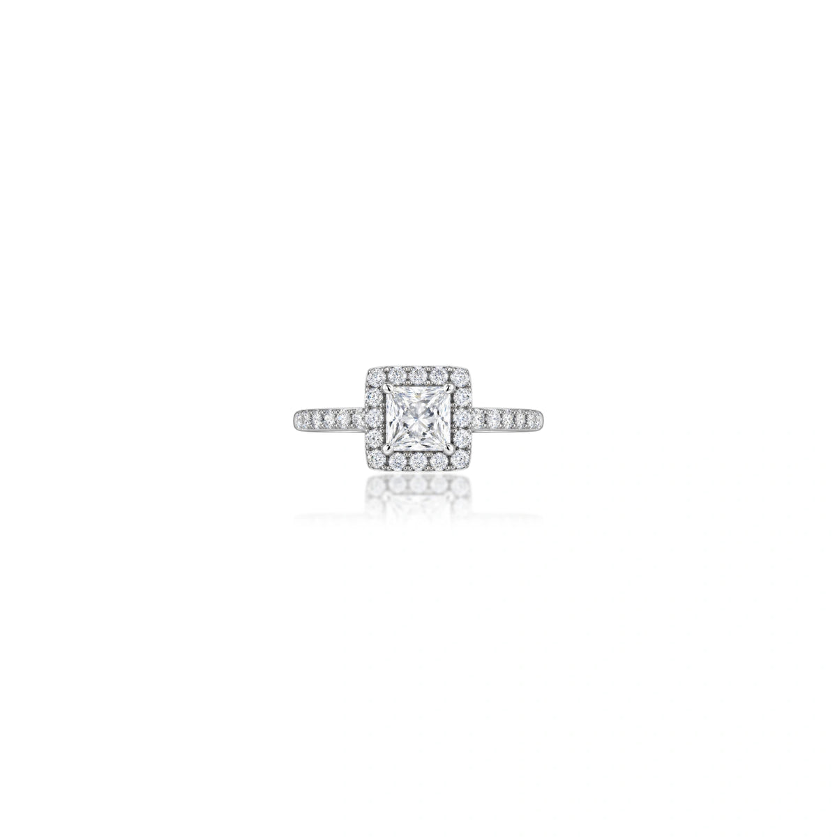 0.5 Ct Princess Cut Diamond Halo Pave Ring by Fortune Jewellery 