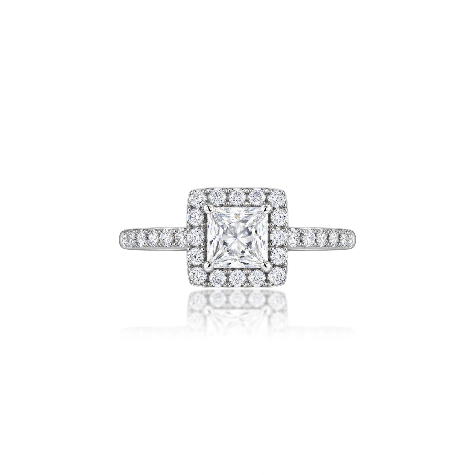 5 Ct Princess Cut Diamond Halo Pave Ring by Fortune Jewellery 