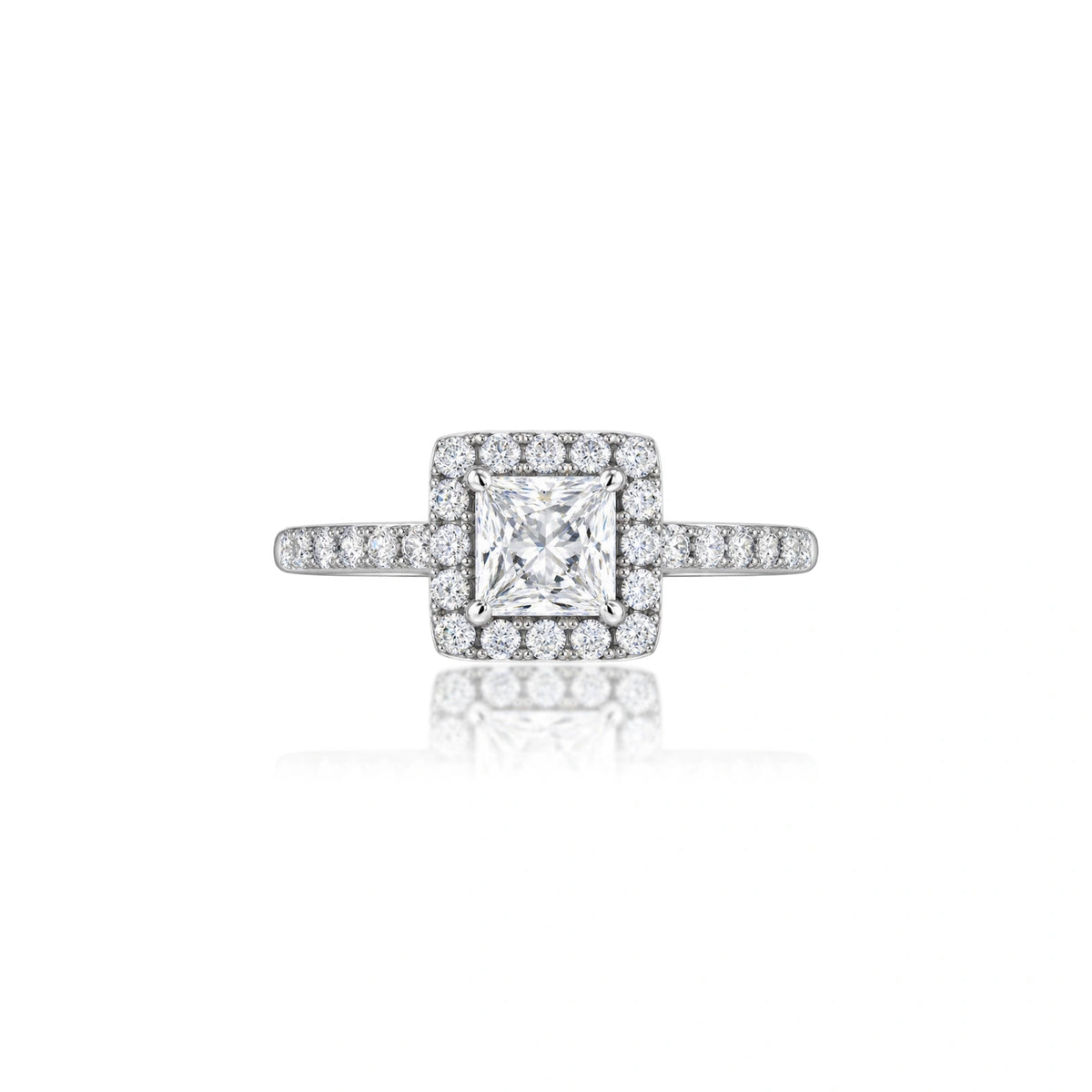 5 Ct Princess Cut Diamond Halo Pave Ring by Fortune Jewellery 