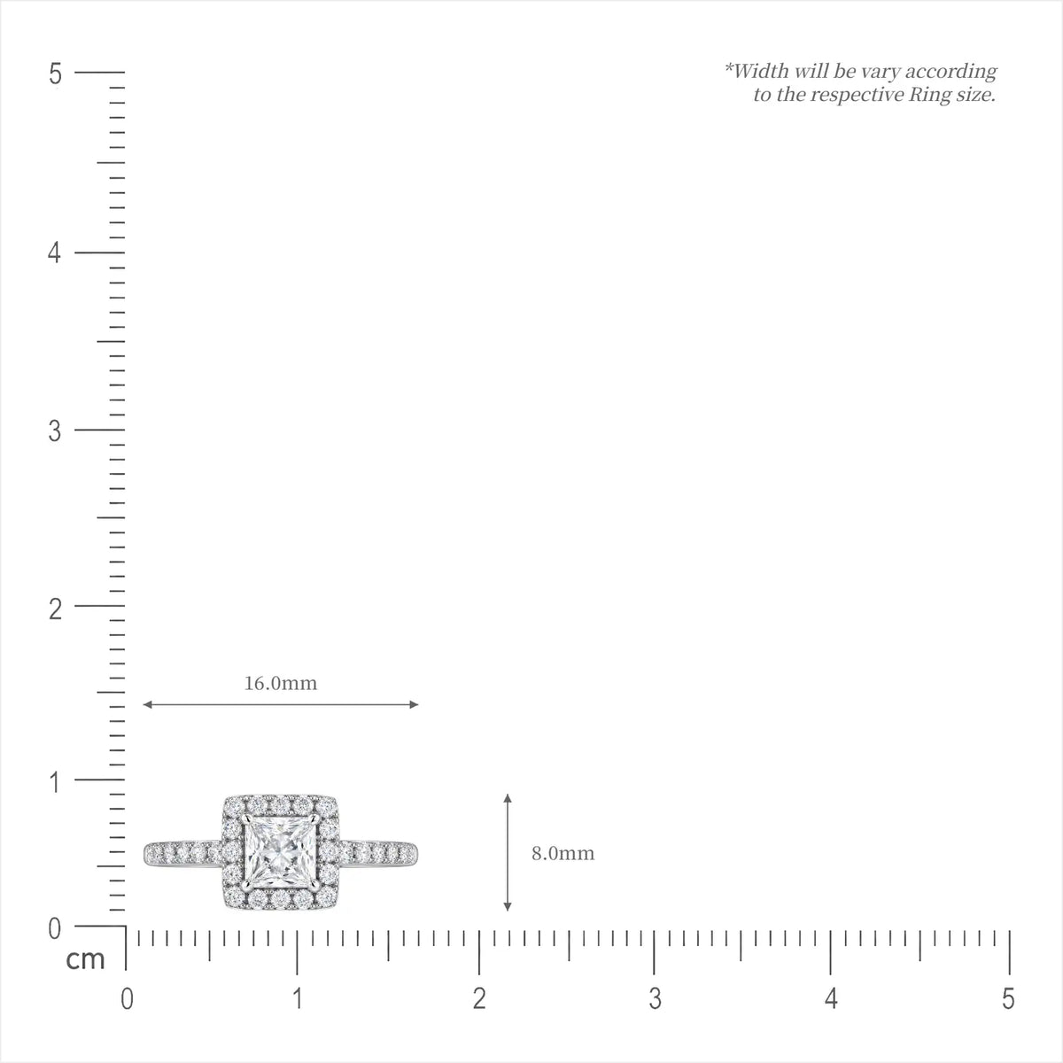 0.75 Ct Princess Cut Diamond Halo Pave Ring for women 
