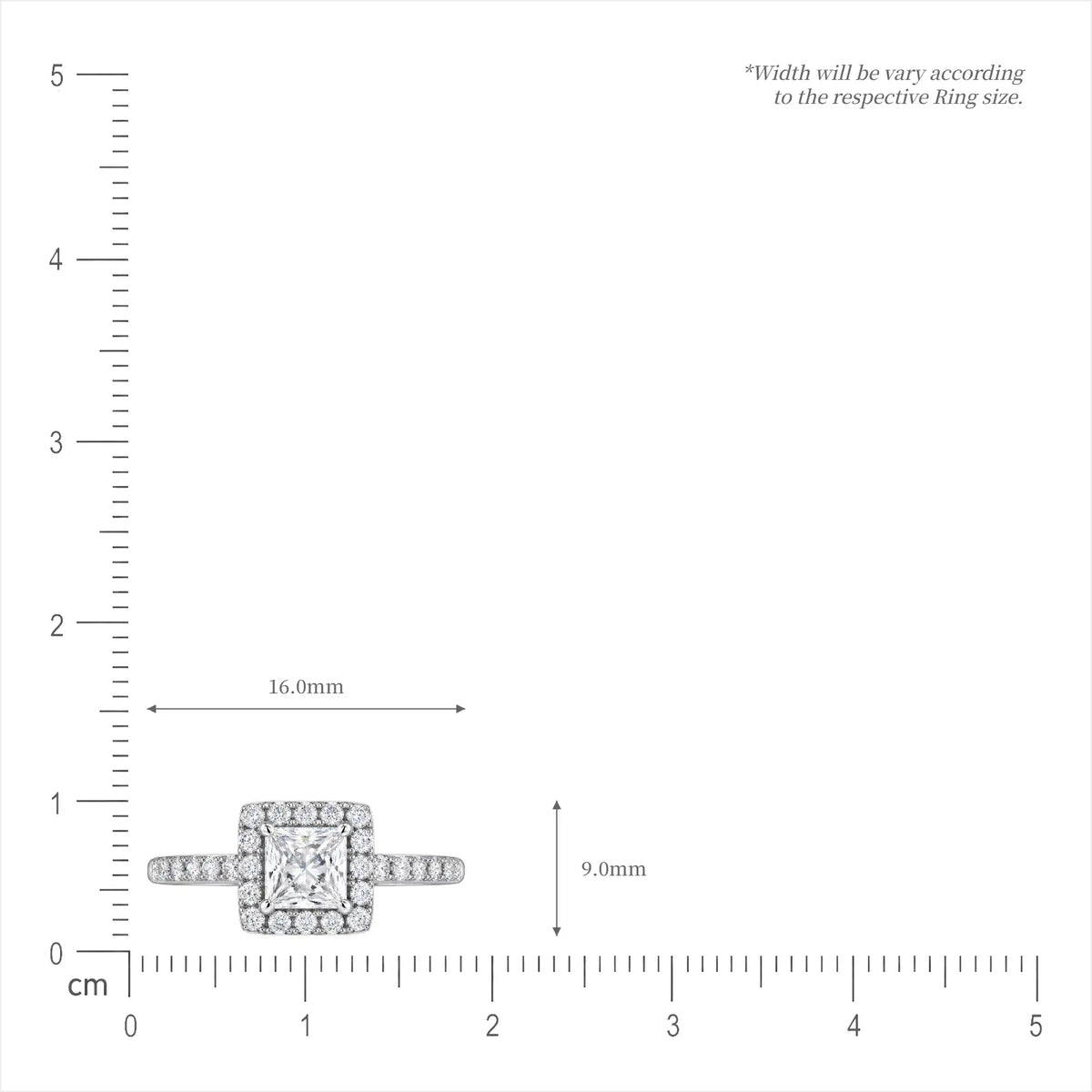 1 Ct Princess Cut Diamond Halo Pave Ring for women 