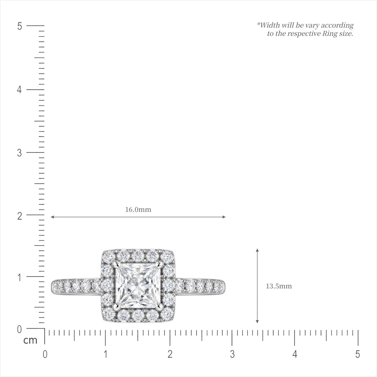 2 Ct Princess Cut Diamond Halo Pave Ring for women 