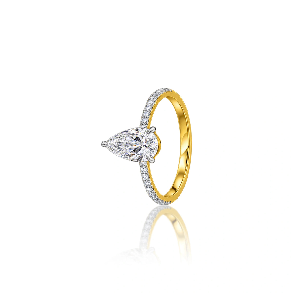 Stylish 1 Ct Pear Cut Lab Grown Diamond Pave Ring by Fortune