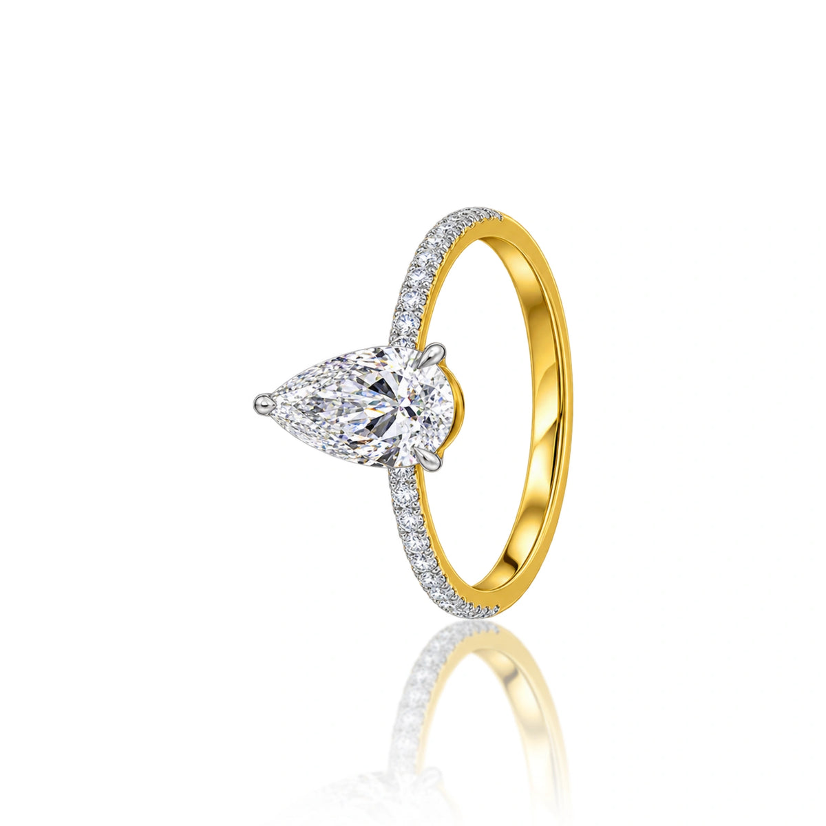 2 Ct Pear Cut Lab Grown Diamond Pave Ring by Fortune