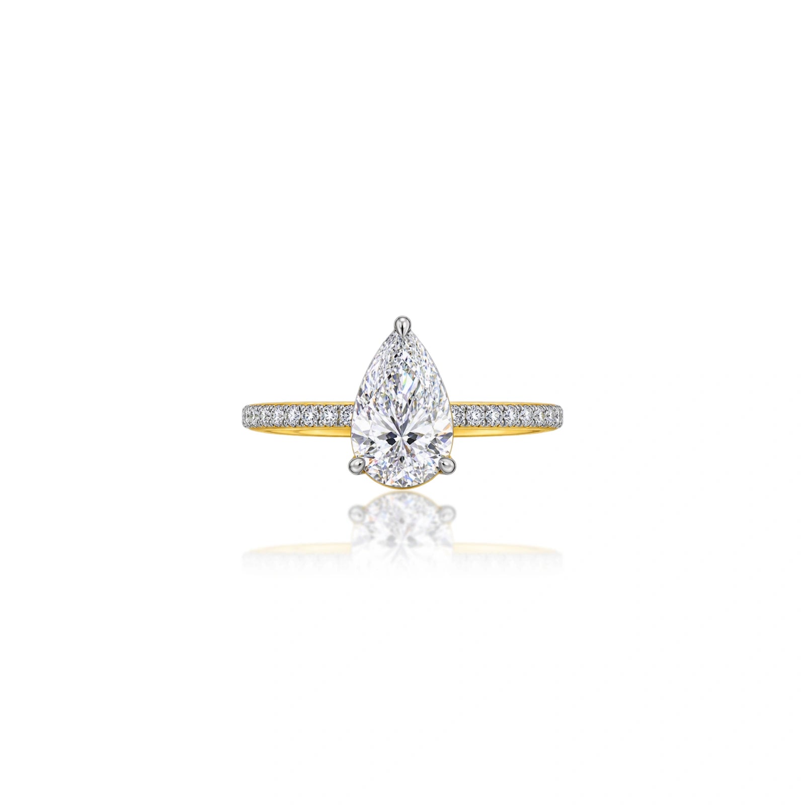 1ct Pear Cut Lab Diamond Pave Ring by Fortune Jewellery