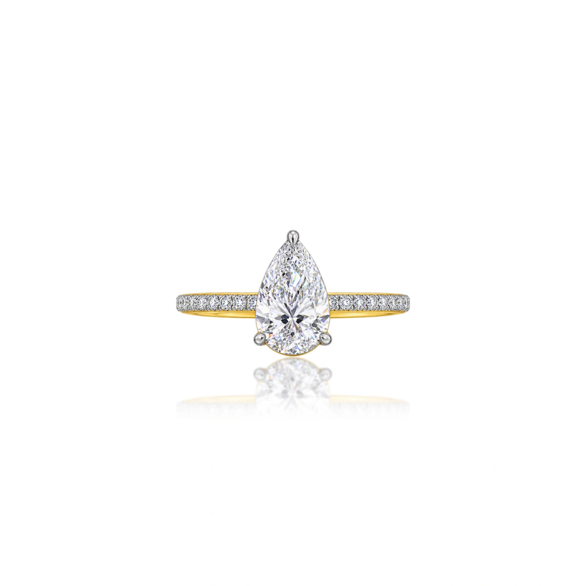 1ct Pear Cut Lab Diamond Pave Ring by Fortune Jewellery