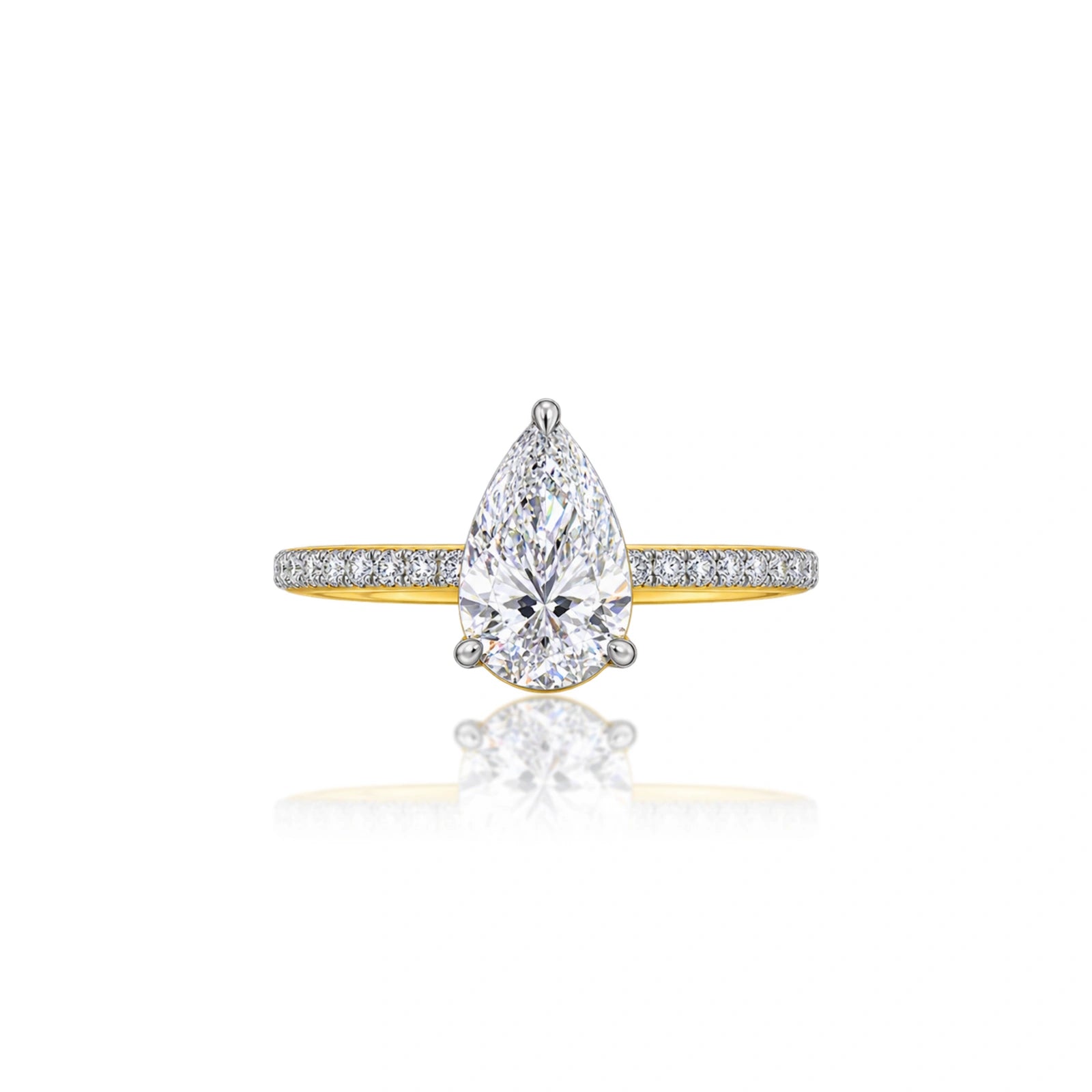 Lab Grown 2ct Pear Cut Diamond Pave Ring by Fortune Jewellery