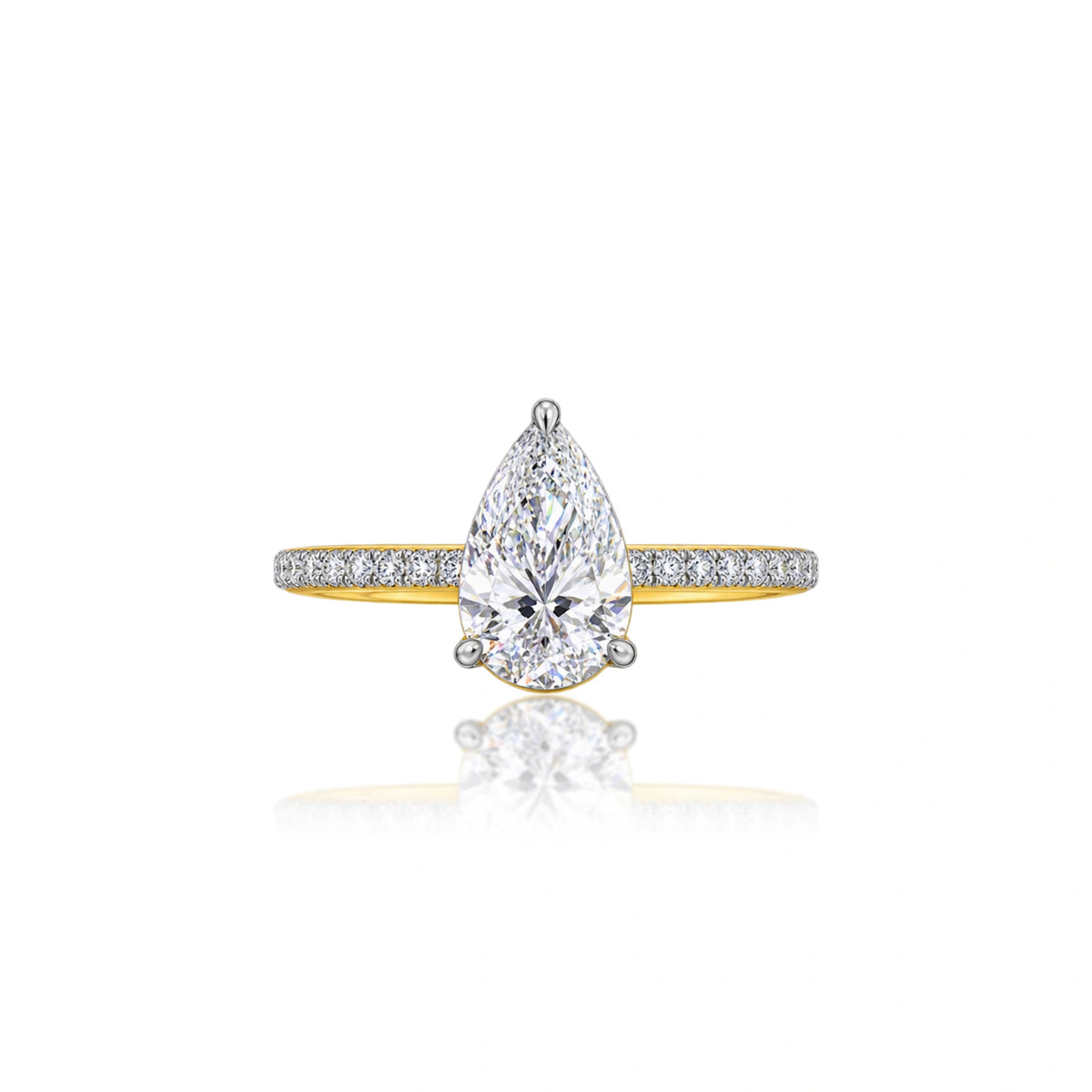 Lab Grown 4ct Pear Cut Diamond Pave Ring by Fortune