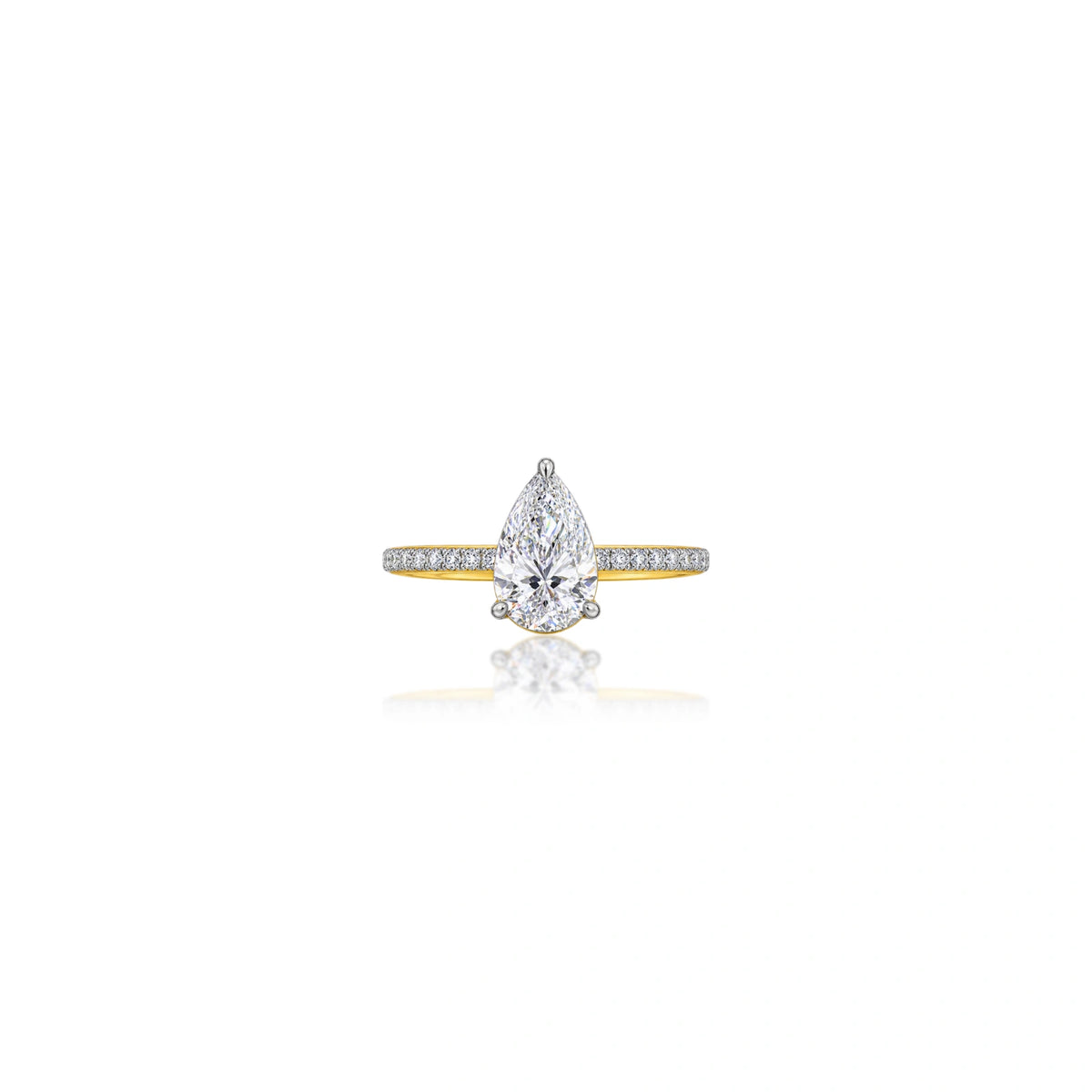 0.5 Ct Pear Cut Lab Diamond Pave Ring by Fortune Jewellery