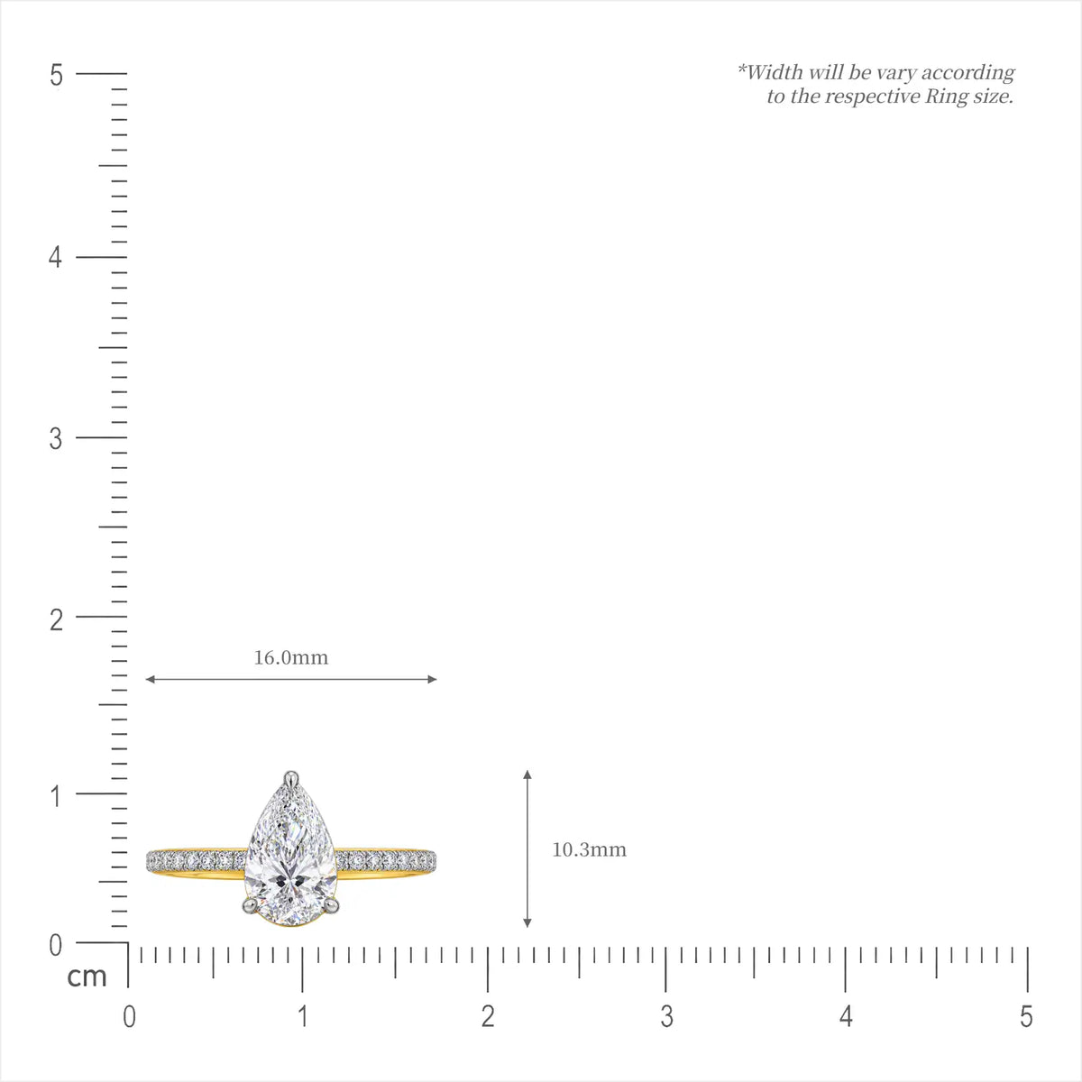1ct Pear Cut Lab Grown Diamond Pave Engagement Ring by Fortune Jewellery