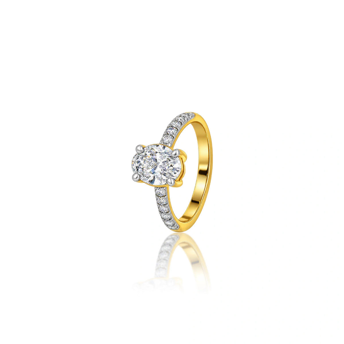 0.75 Ct Oval Cut Diamond Pave Ring for women