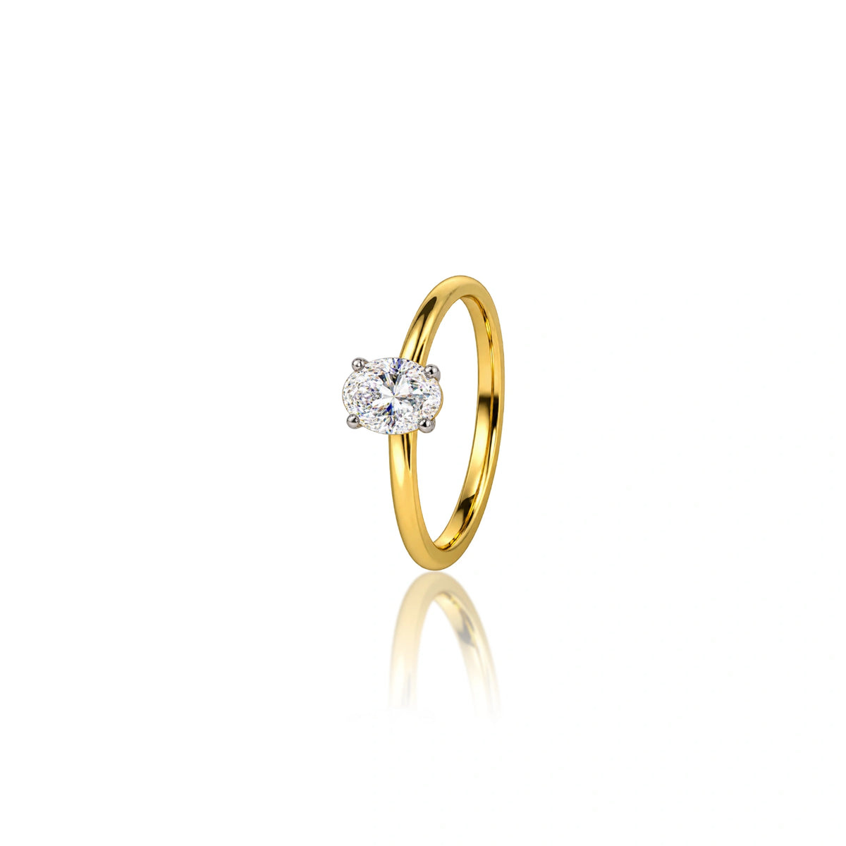 Lab grown 0.75 Ct Oval Cut Diamond Solitaire Ring